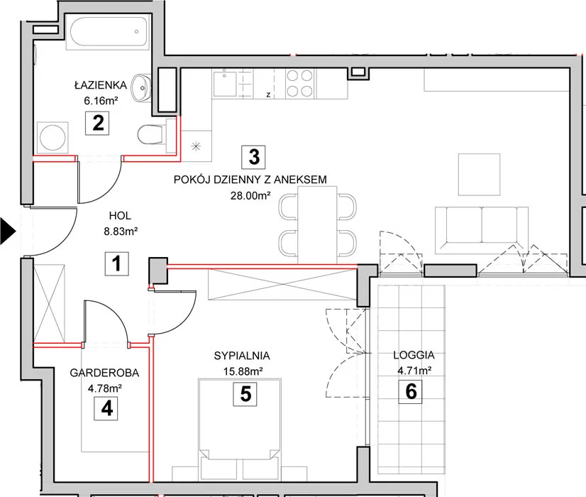 Mieszkanie 65,21 m², piętro 2, oferta nr 7-2-2, Zakątek Harmonia II, Warszawa, Białołęka, Szamocin, ul. Płochocińska