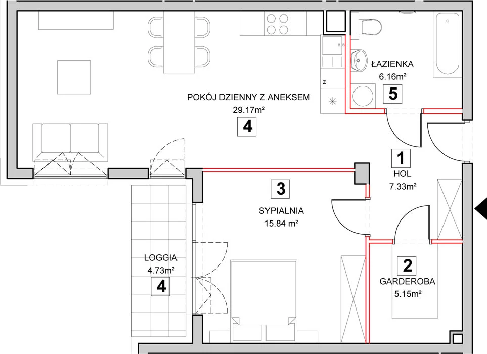 Mieszkanie 65,50 m², piętro 2, oferta nr 7-2-9, Zakątek Harmonia II, Warszawa, Białołęka, Szamocin, ul. Płochocińska