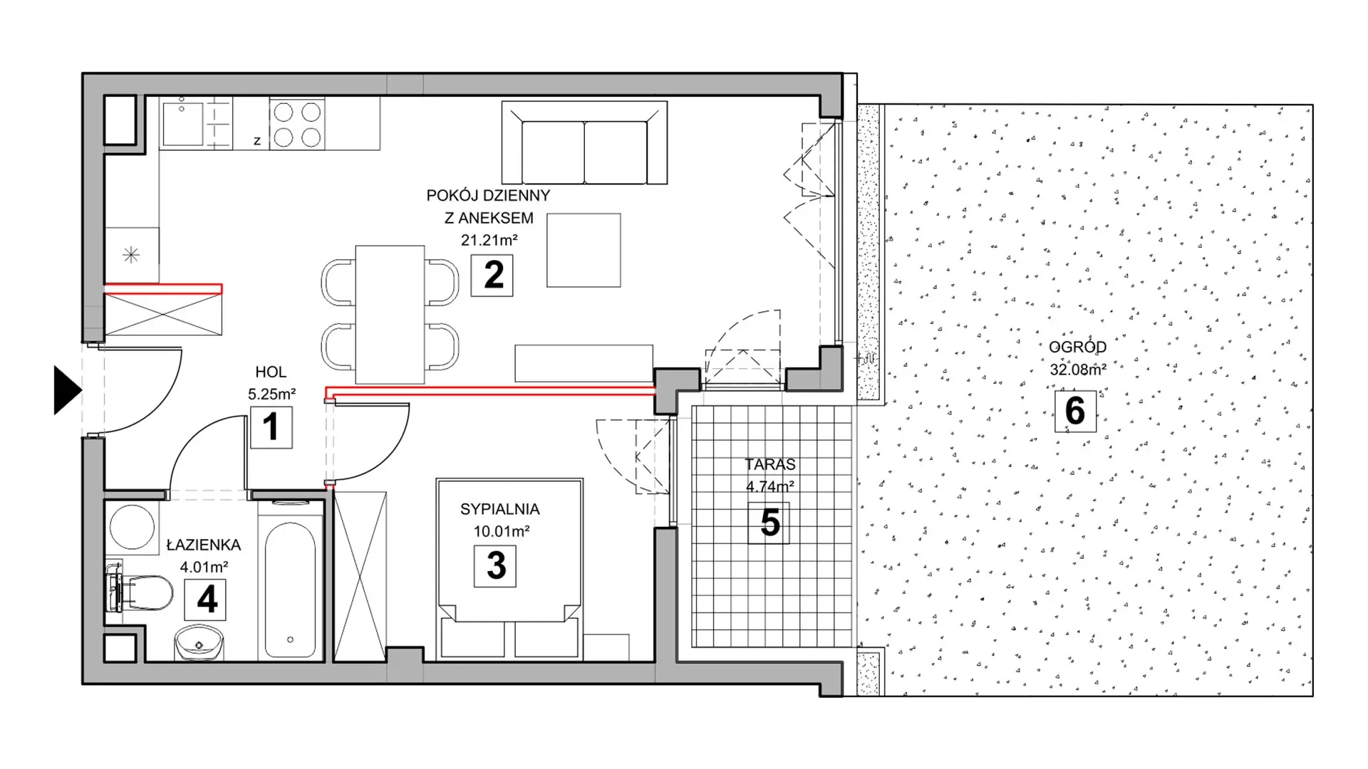 2 pokoje, mieszkanie 40,98 m², parter, oferta nr 1.0.2, Zakątek Harmonia III, Warszawa, Białołęka, Szamocin, ul. Płochocińska