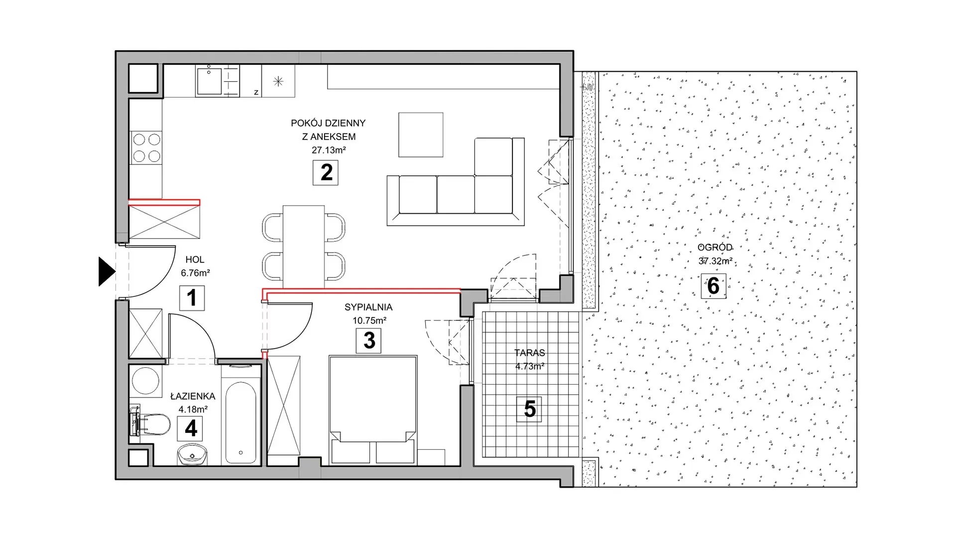 2 pokoje, mieszkanie 49,33 m², parter, oferta nr 1.0.3, Zakątek Harmonia III, Warszawa, Białołęka, Szamocin, ul. Płochocińska