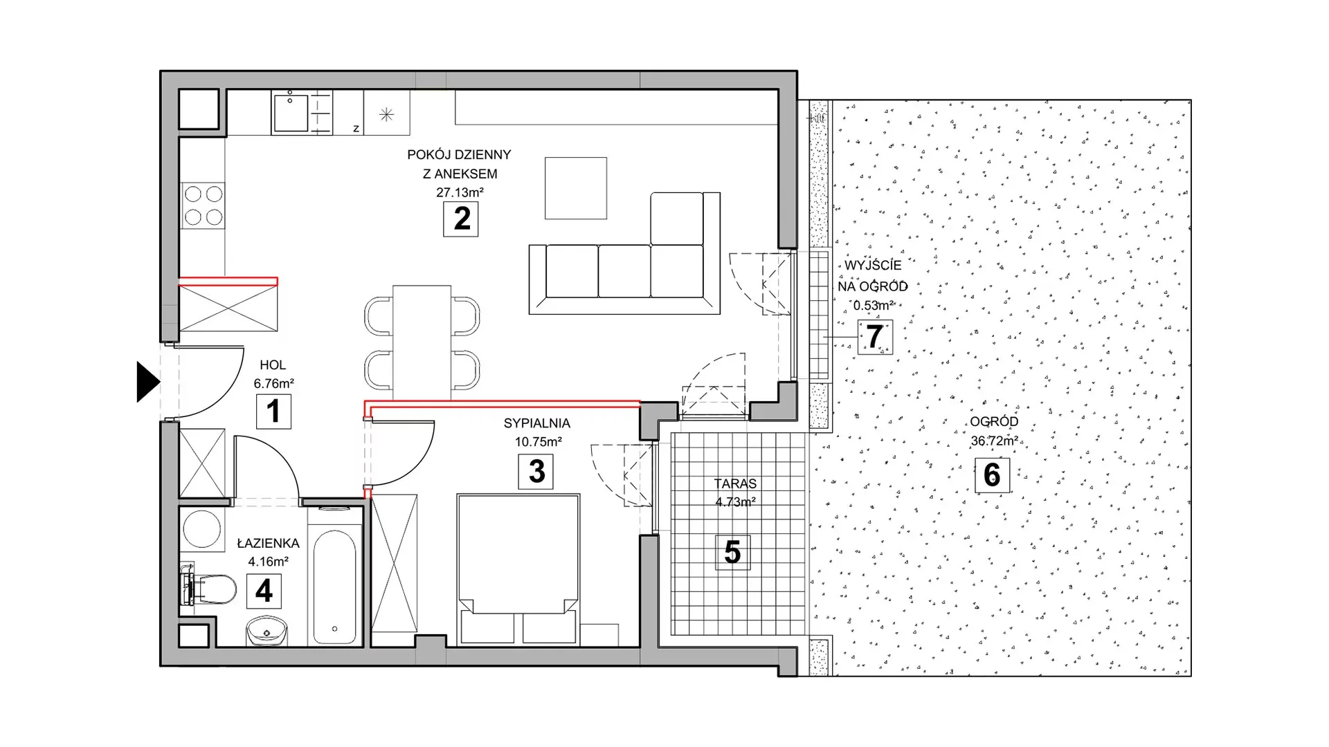 2 pokoje, mieszkanie 49,32 m², parter, oferta nr 1.0.4, Zakątek Harmonia III, Warszawa, Białołęka, Szamocin, ul. Płochocińska