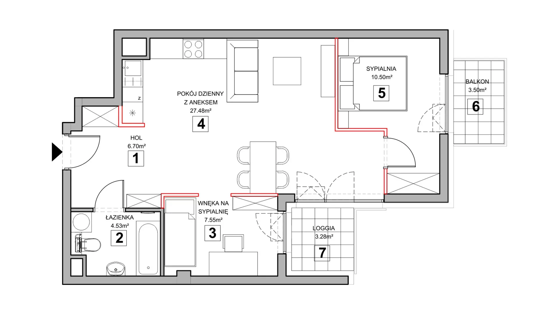 2 pokoje, mieszkanie 57,58 m², piętro 1, oferta nr 1.1.2, Zakątek Harmonia III, Warszawa, Białołęka, Szamocin, ul. Płochocińska