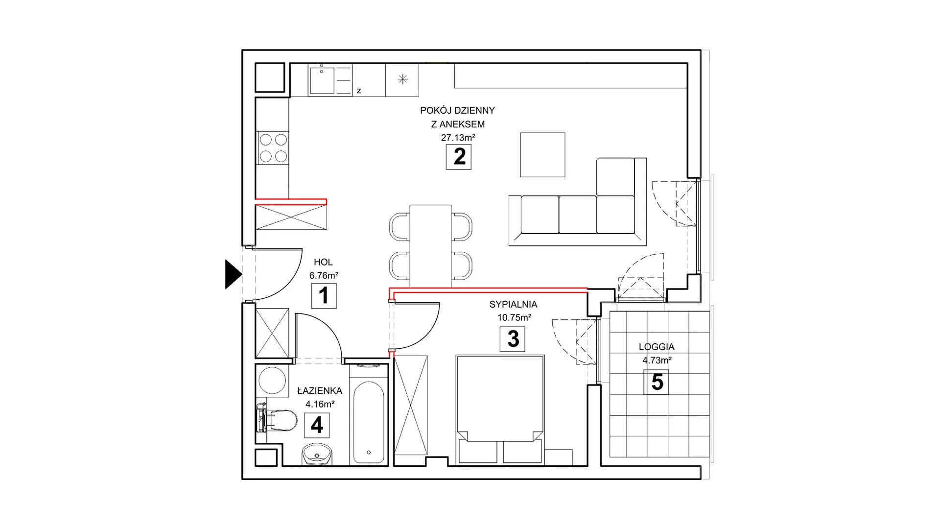 2 pokoje, mieszkanie 49,32 m², piętro 1, oferta nr 1.1.5, Zakątek Harmonia III, Warszawa, Białołęka, Szamocin, ul. Płochocińska