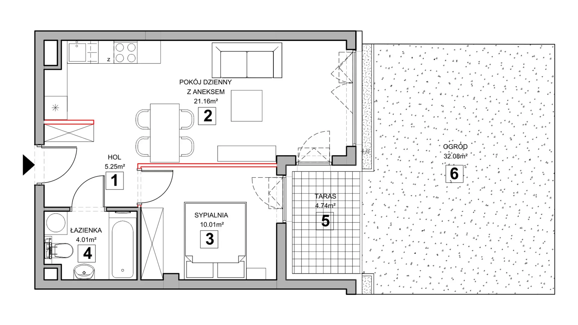2 pokoje, mieszkanie 40,93 m², parter, oferta nr 2.0.3, Zakątek Harmonia III, Warszawa, Białołęka, Szamocin, ul. Płochocińska