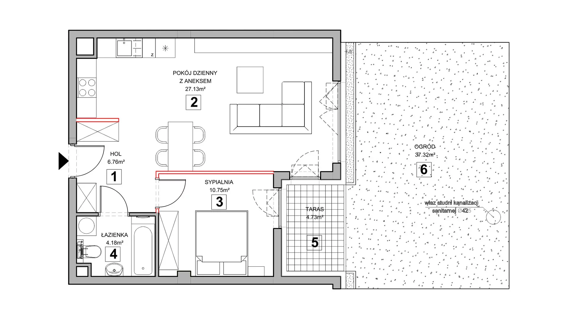 2 pokoje, mieszkanie 49,33 m², parter, oferta nr 2.0.4, Zakątek Harmonia III, Warszawa, Białołęka, Szamocin, ul. Płochocińska