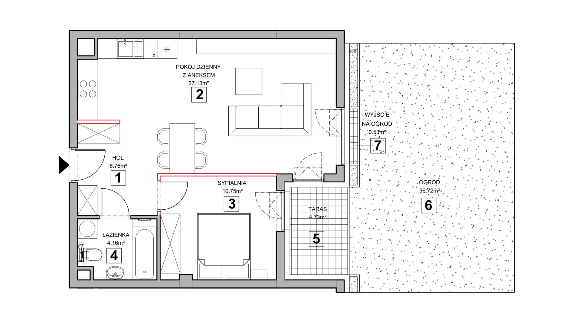 2 pokoje, mieszkanie 49,32 m², parter, oferta nr 2.0.5, Zakątek Harmonia III, Warszawa, Białołęka, Szamocin, ul. Płochocińska