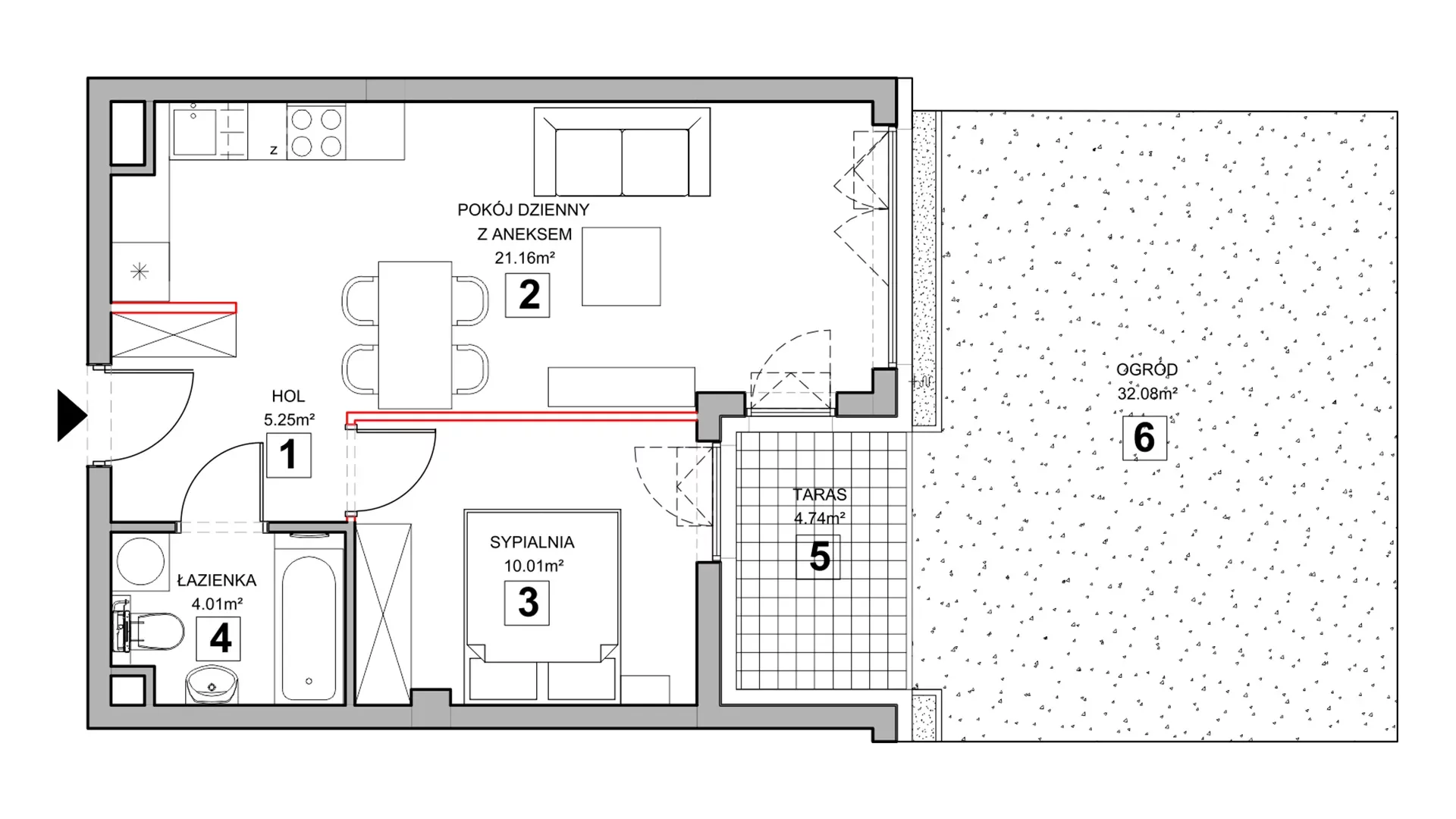 2 pokoje, mieszkanie 40,93 m², parter, oferta nr 4.0.3, Zakątek Harmonia III, Warszawa, Białołęka, Szamocin, ul. Płochocińska
