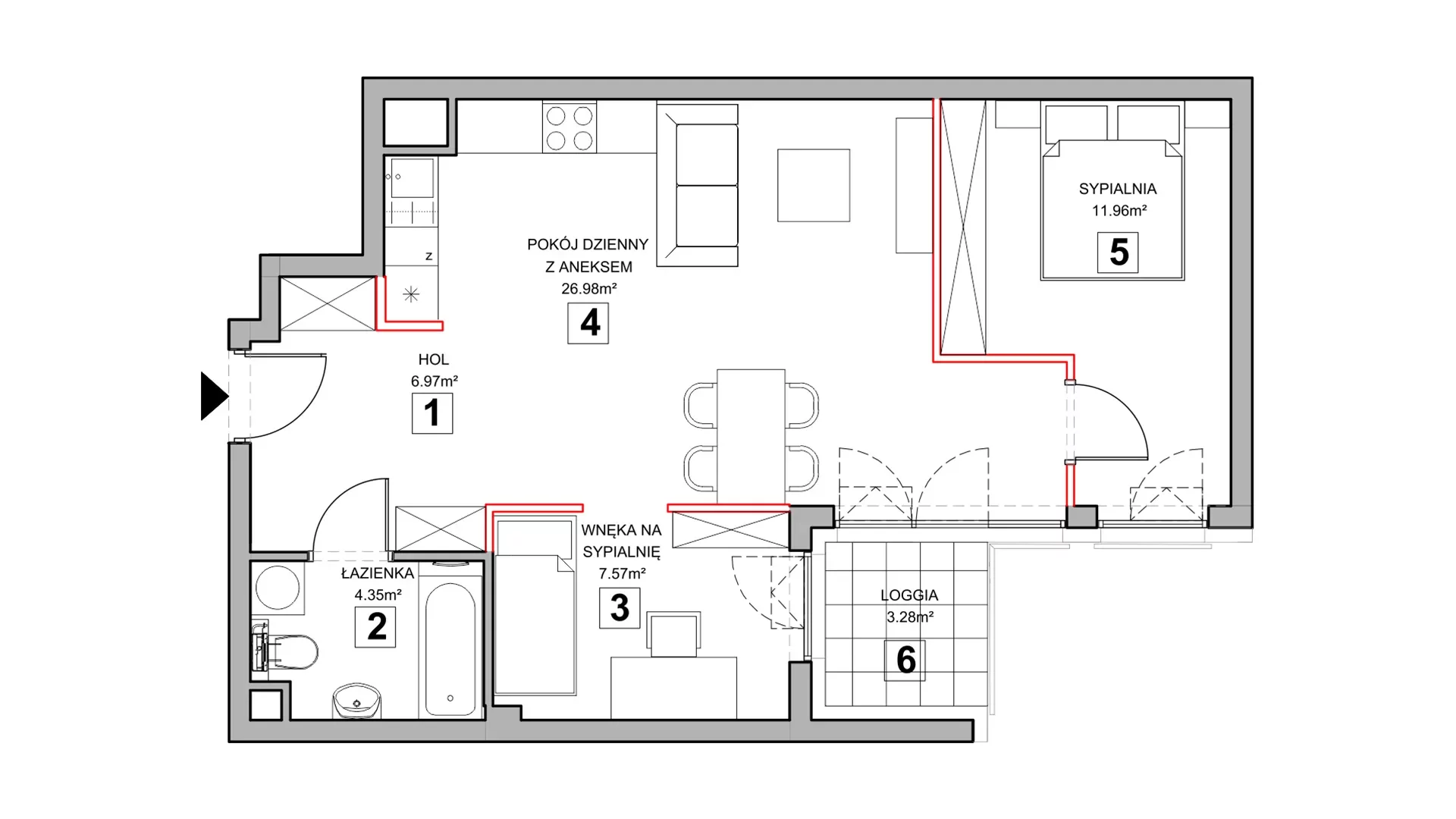 2 pokoje, mieszkanie 58,65 m², piętro 1, oferta nr 4.1.3, Zakątek Harmonia III, Warszawa, Białołęka, Szamocin, ul. Płochocińska
