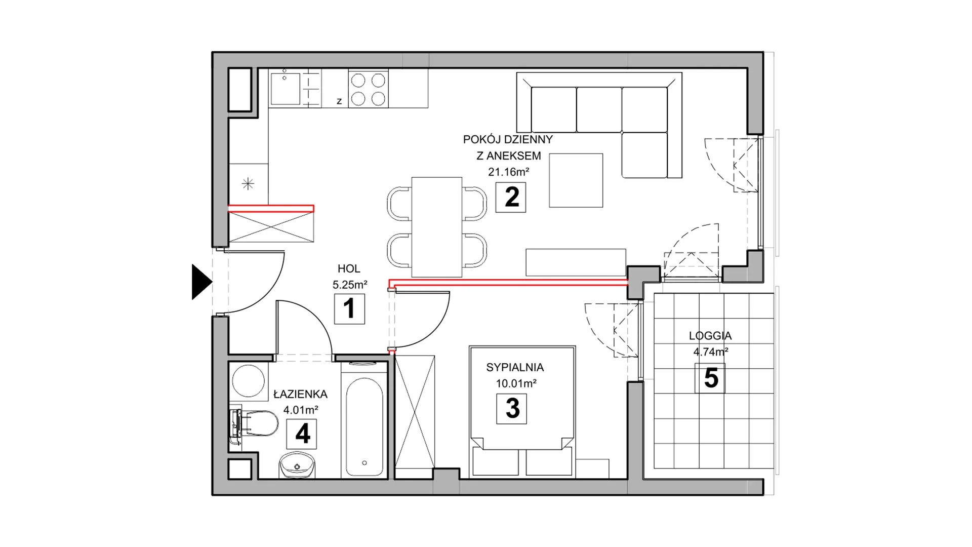 2 pokoje, mieszkanie 40,93 m², piętro 1, oferta nr 4.1.4, Zakątek Harmonia III, Warszawa, Białołęka, Szamocin, ul. Płochocińska