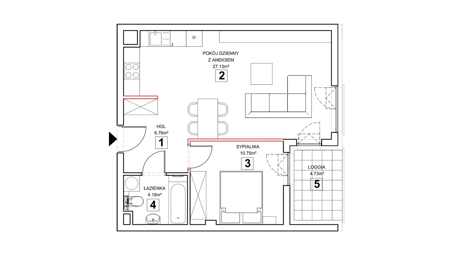 2 pokoje, mieszkanie 49,34 m², piętro 1, oferta nr 4.1.7, Zakątek Harmonia III, Warszawa, Białołęka, Szamocin, ul. Płochocińska