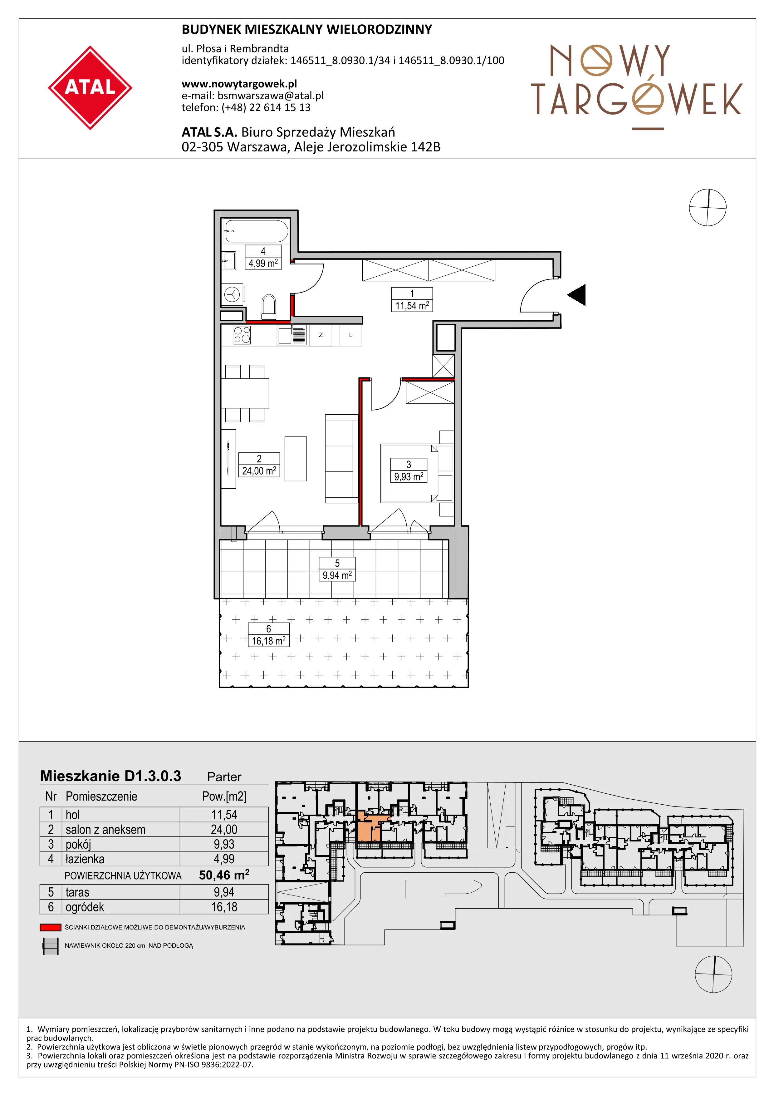 Mieszkanie 50,46 m², parter, oferta nr D1.3.0.3, Nowy Targówek VI, Warszawa, Targówek, Targówek Mieszkaniowy, ul. Płosa 8