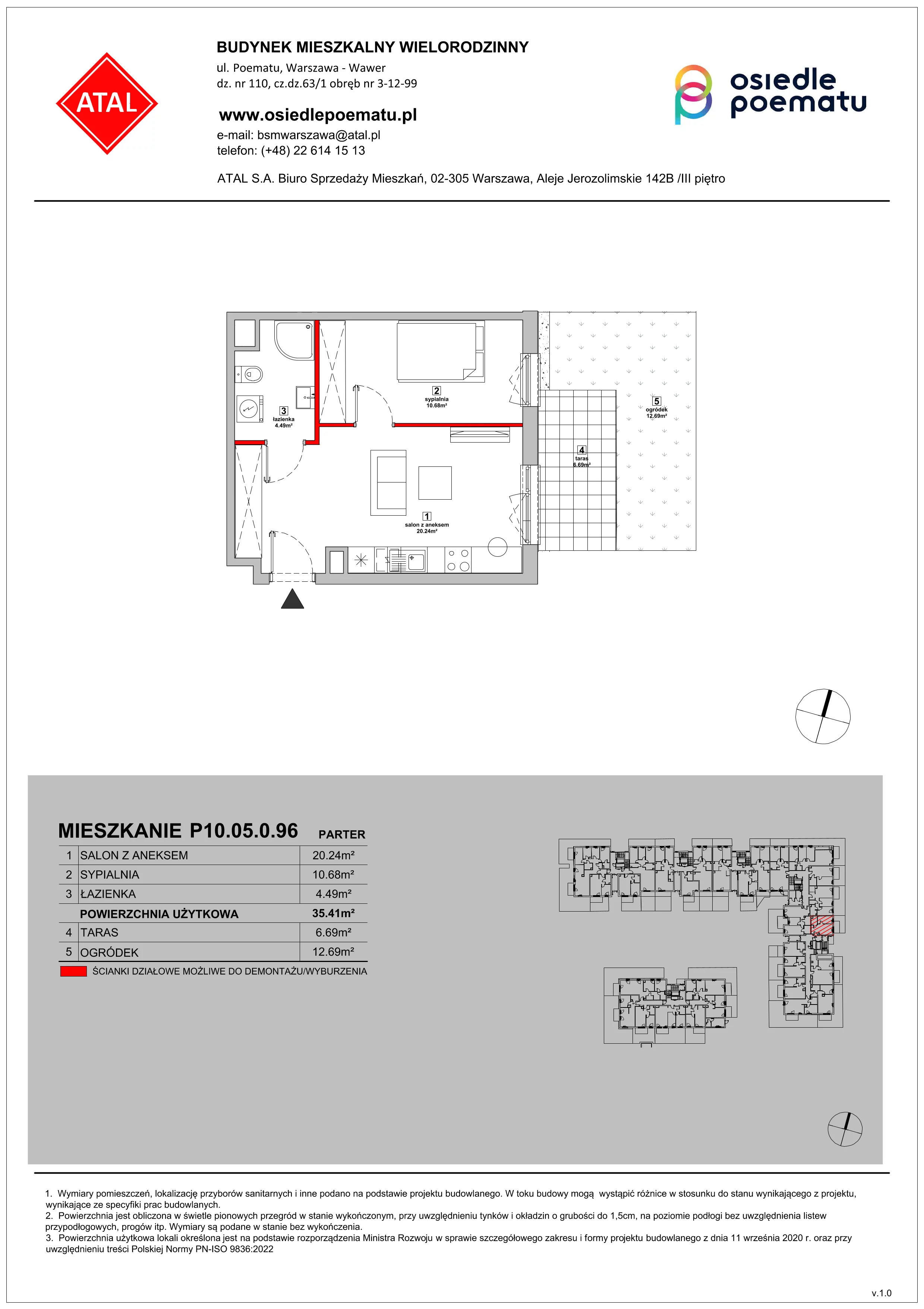 Mieszkanie 35,41 m², parter, oferta nr P10.05.0.96, Osiedle Poematu, Warszawa, Wawer, Falenica, ul. Poematu