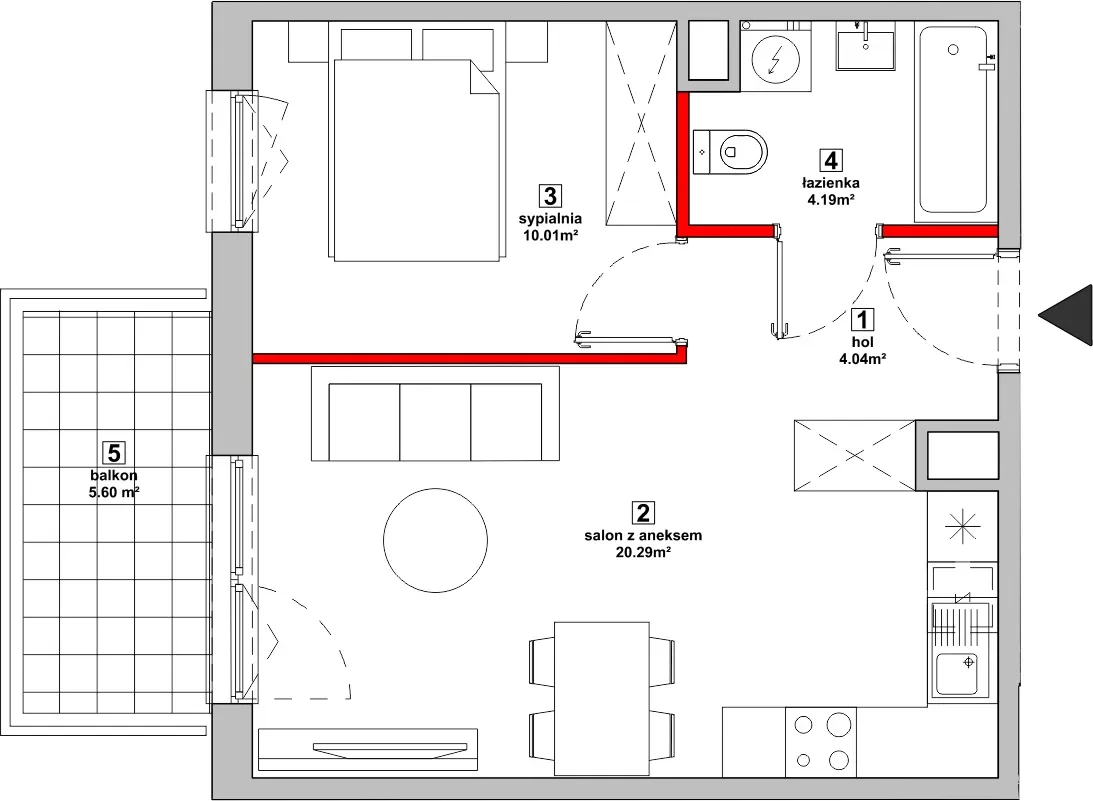 Mieszkanie 38,53 m², piętro 1, oferta nr P10.05.1.106, Osiedle Poematu, Warszawa, Wawer, Falenica, ul. Poematu