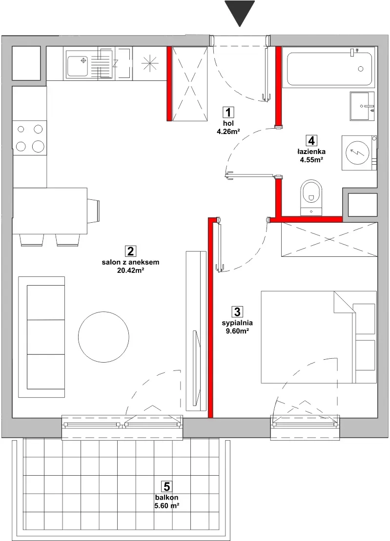 2 pokoje, mieszkanie 38,83 m², piętro 5, oferta nr P10.01.5.27, Osiedle Poematu, Warszawa, Wawer, Falenica, ul. Poematu