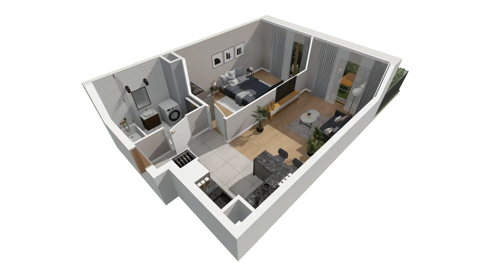 Mieszkanie 45,25 m², parter, oferta nr AI.0.M06, Przewóz 42 ATAL, Kraków, Podgórze, Płaszów, ul. Przewóz 42