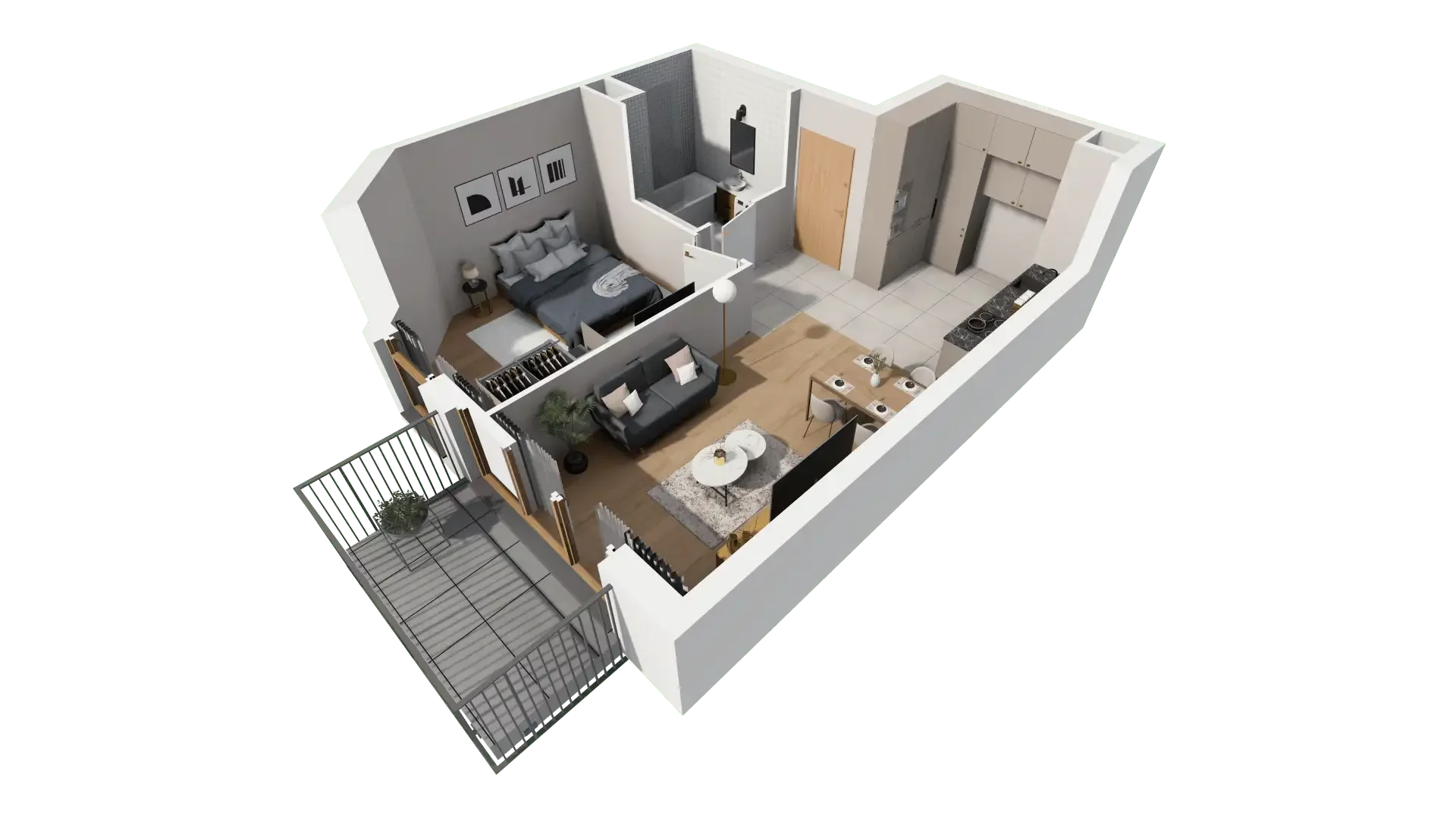 Mieszkanie 43,76 m², piętro 1, oferta nr BII.1.M50, Przewóz 42 ATAL II, Kraków, Podgórze, Płaszów, ul. Przewóz 42