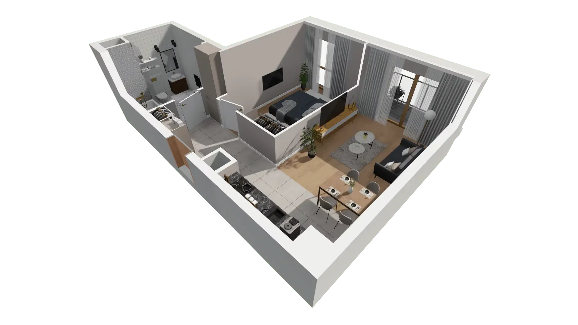 Mieszkanie 44,42 m², piętro 1, oferta nr BIII.1.M94, Przewóz 42 ATAL II, Kraków, Podgórze, Płaszów, ul. Przewóz 42