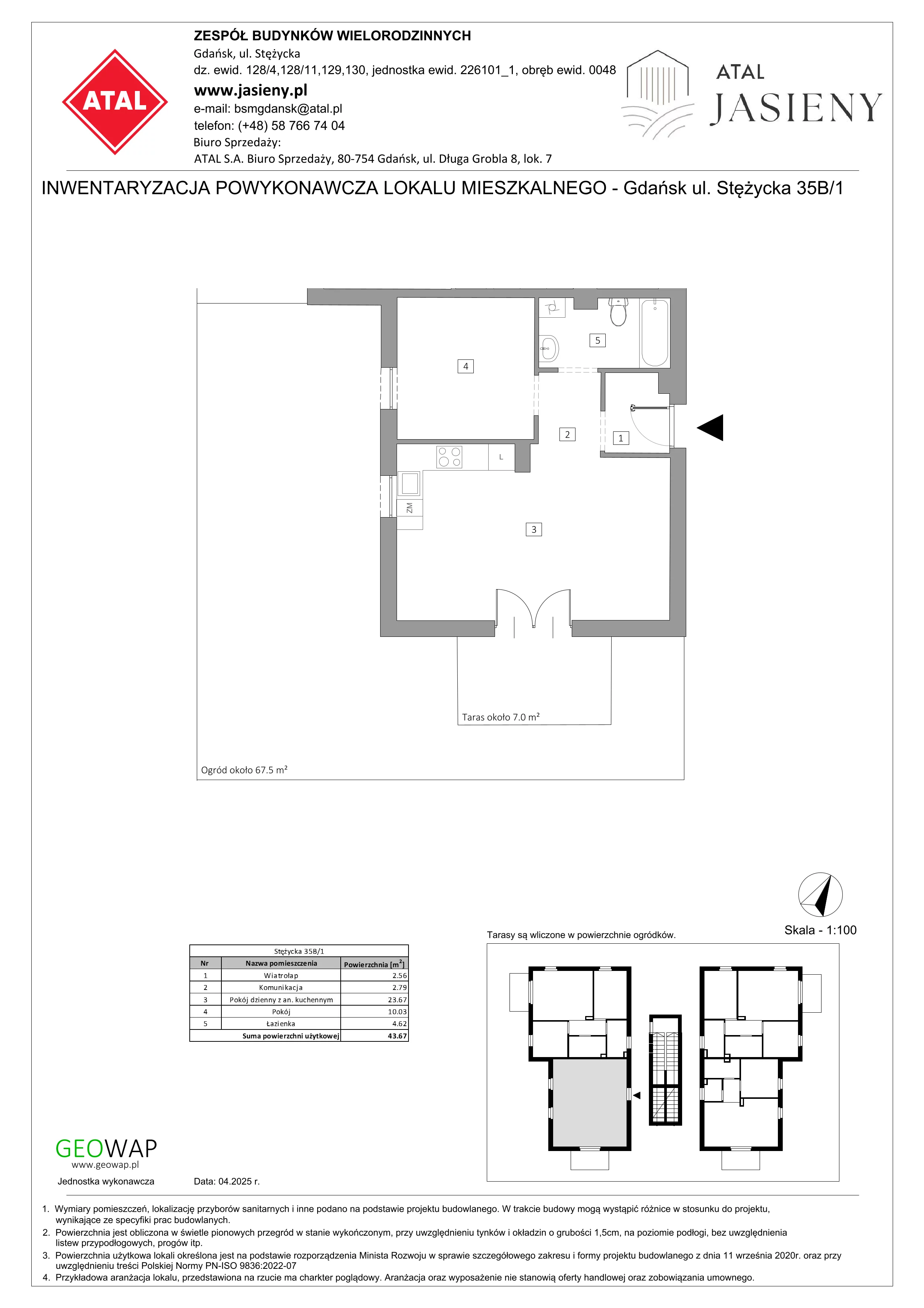 2 pokoje, mieszkanie 43,67 m², parter, oferta nr 10.1, ATAL Jasieny, Gdańsk, Jasień, ul. Stężycka