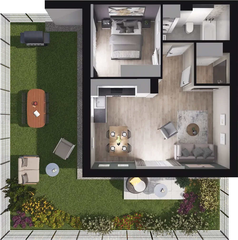 2 pokoje, mieszkanie 43,67 m², parter, oferta nr 10.1, ATAL Jasieny, Gdańsk, Jasień, ul. Stężycka