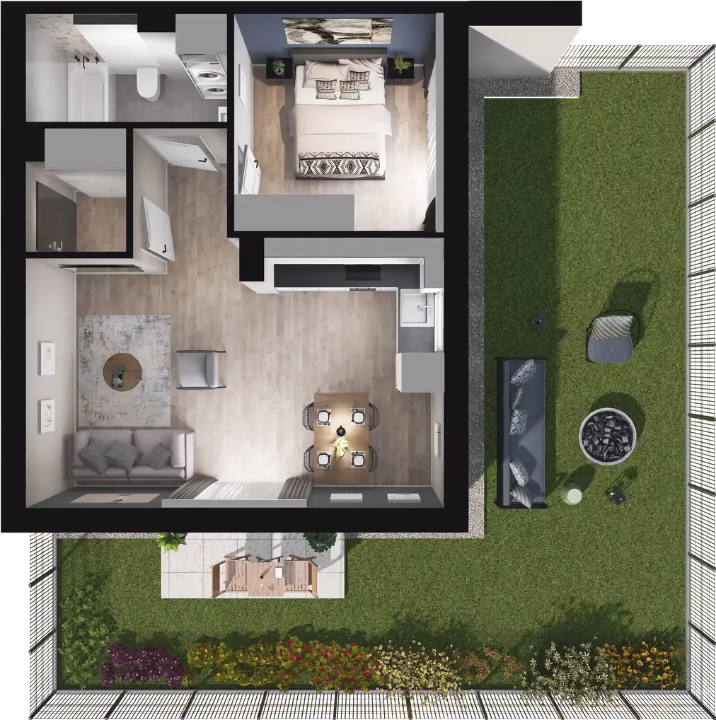 2 pokoje, mieszkanie 43,67 m², parter, oferta nr 11.1, ATAL Jasieny, Gdańsk, Jasień, ul. Stężycka