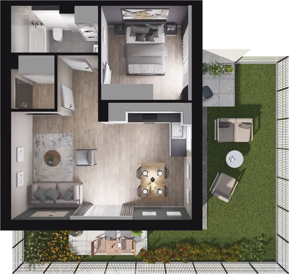 2 pokoje, mieszkanie 43,38 m², parter, oferta nr 3.1, ATAL Jasieny, Gdańsk, Jasień, ul. Stężycka