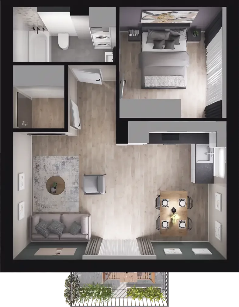 2 pokoje, mieszkanie 43,69 m², piętro 1, oferta nr 3.3, ATAL Jasieny, Gdańsk, Jasień, ul. Stężycka