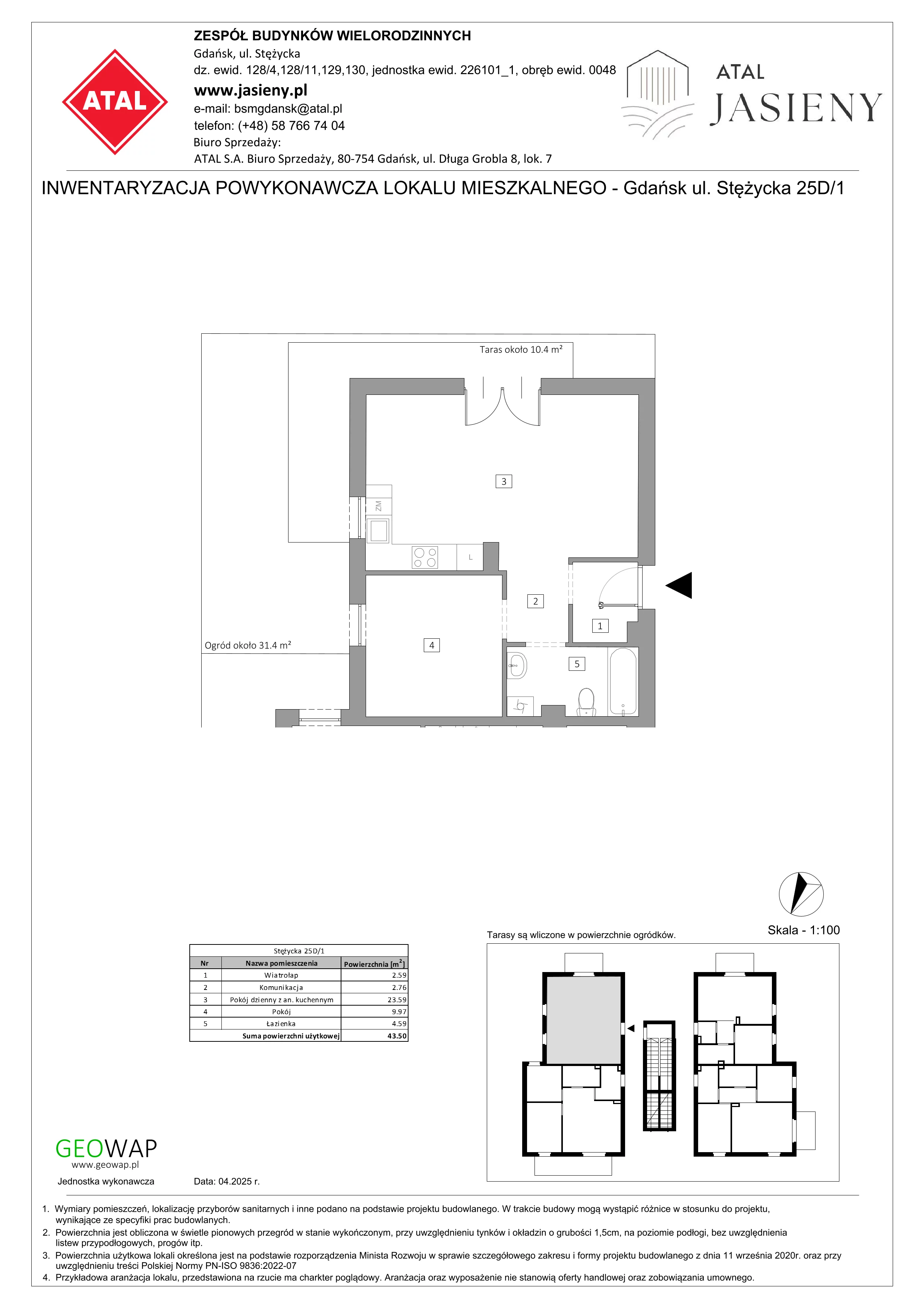 2 pokoje, mieszkanie 43,50 m², parter, oferta nr 5.1, ATAL Jasieny, Gdańsk, Jasień, ul. Stężycka