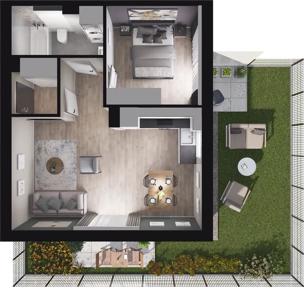 2 pokoje, mieszkanie 43,50 m², parter, oferta nr 5.1, ATAL Jasieny, Gdańsk, Jasień, ul. Stężycka