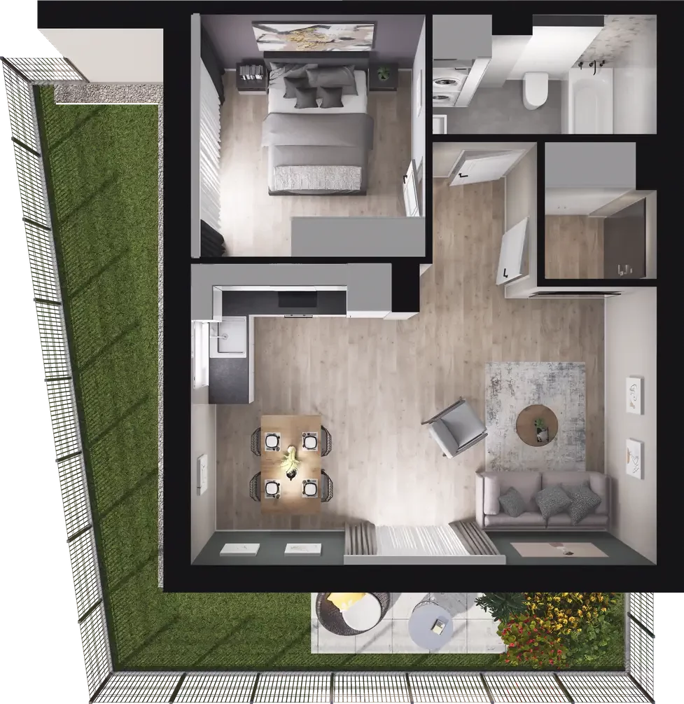 2 pokoje, mieszkanie 43,35 m², parter, oferta nr 6.1, ATAL Jasieny, Gdańsk, Jasień, ul. Stężycka