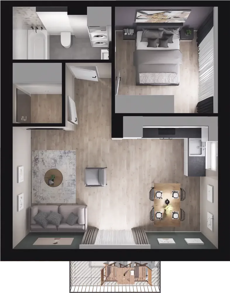 2 pokoje, mieszkanie 43,67 m², piętro 1, oferta nr 7.3, ATAL Jasieny, Gdańsk, Jasień, ul. Stężycka