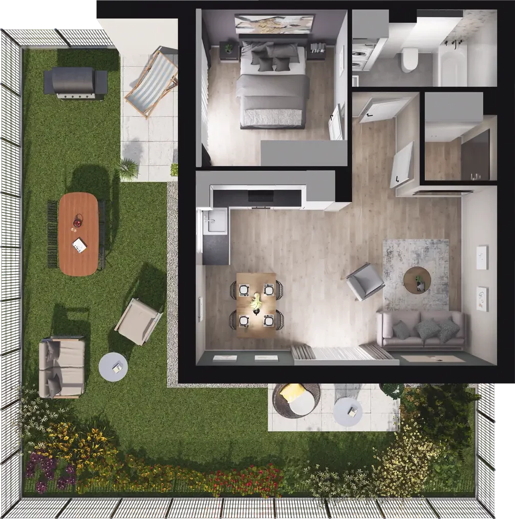 2 pokoje, mieszkanie 43,67 m², parter, oferta nr 8.1, ATAL Jasieny, Gdańsk, Jasień, ul. Stężycka