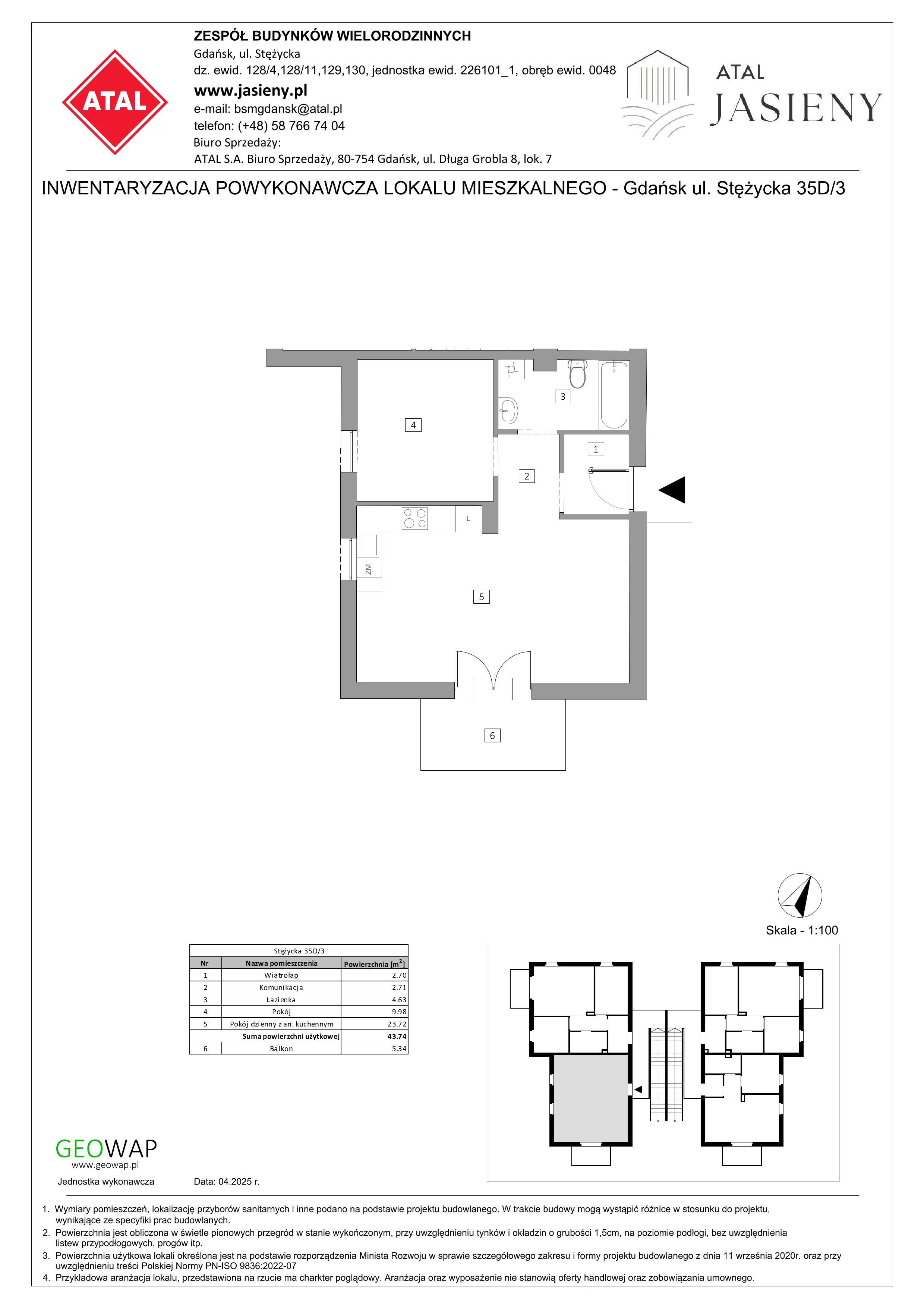 2 pokoje, mieszkanie 43,74 m², piętro 1, oferta nr 8.3, ATAL Jasieny, Gdańsk, Jasień, ul. Stężycka