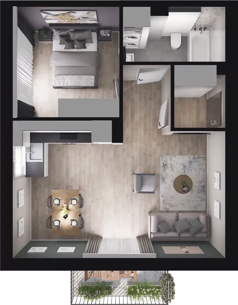2 pokoje, mieszkanie 43,74 m², piętro 1, oferta nr 8.3, ATAL Jasieny, Gdańsk, Jasień, ul. Stężycka