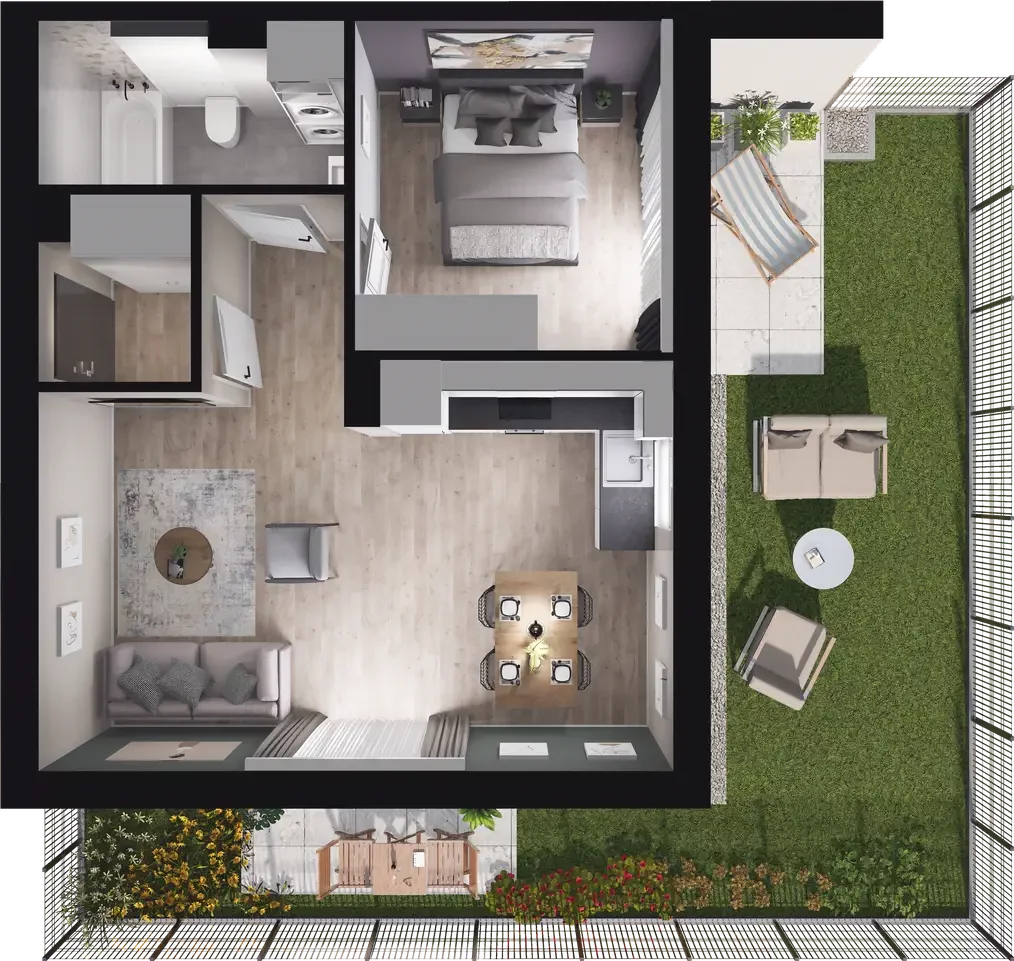 2 pokoje, mieszkanie 43,57 m², parter, oferta nr 9.1, ATAL Jasieny, Gdańsk, Jasień, ul. Stężycka
