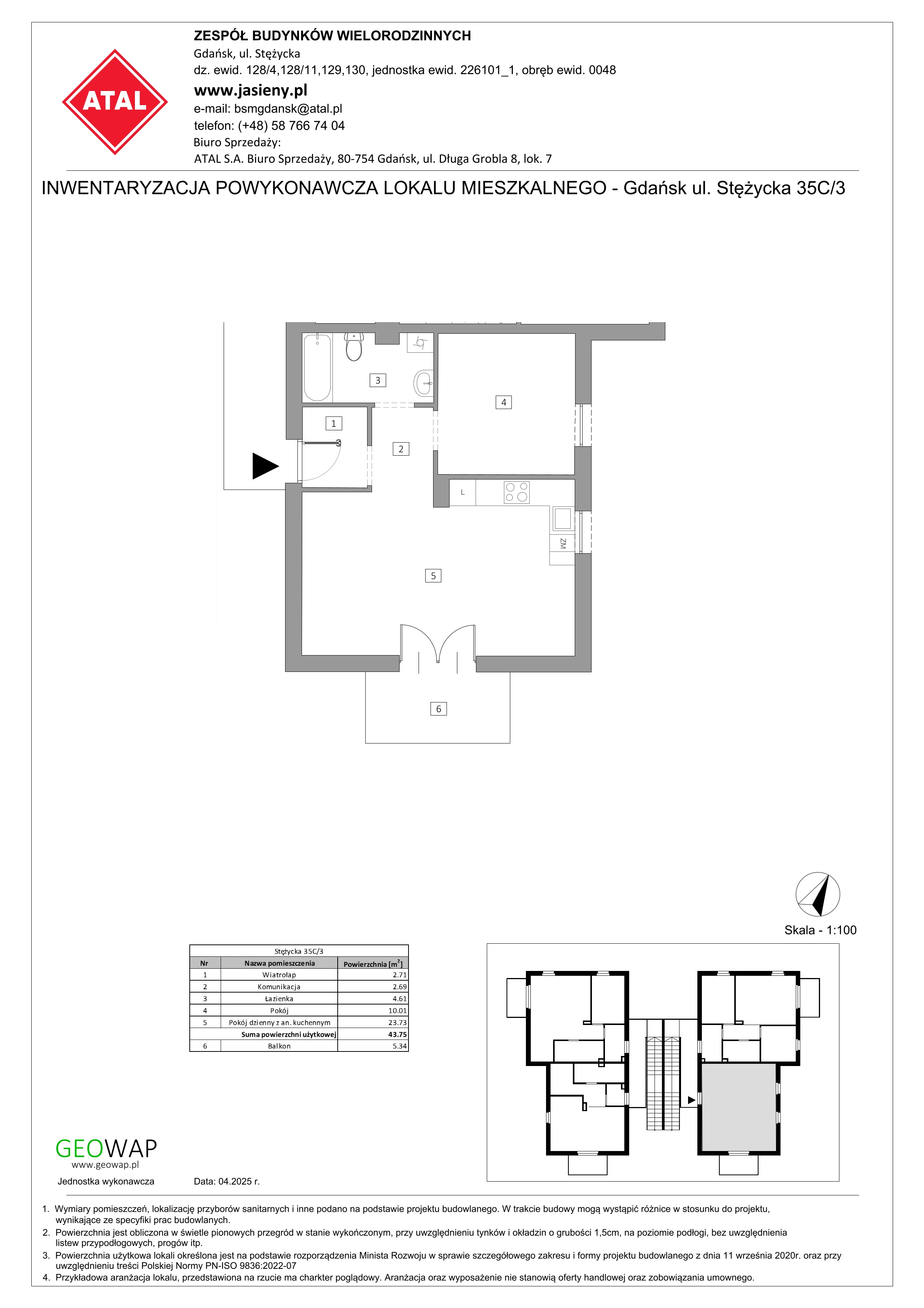 2 pokoje, mieszkanie 43,75 m², piętro 1, oferta nr 9.3, ATAL Jasieny, Gdańsk, Jasień, ul. Stężycka