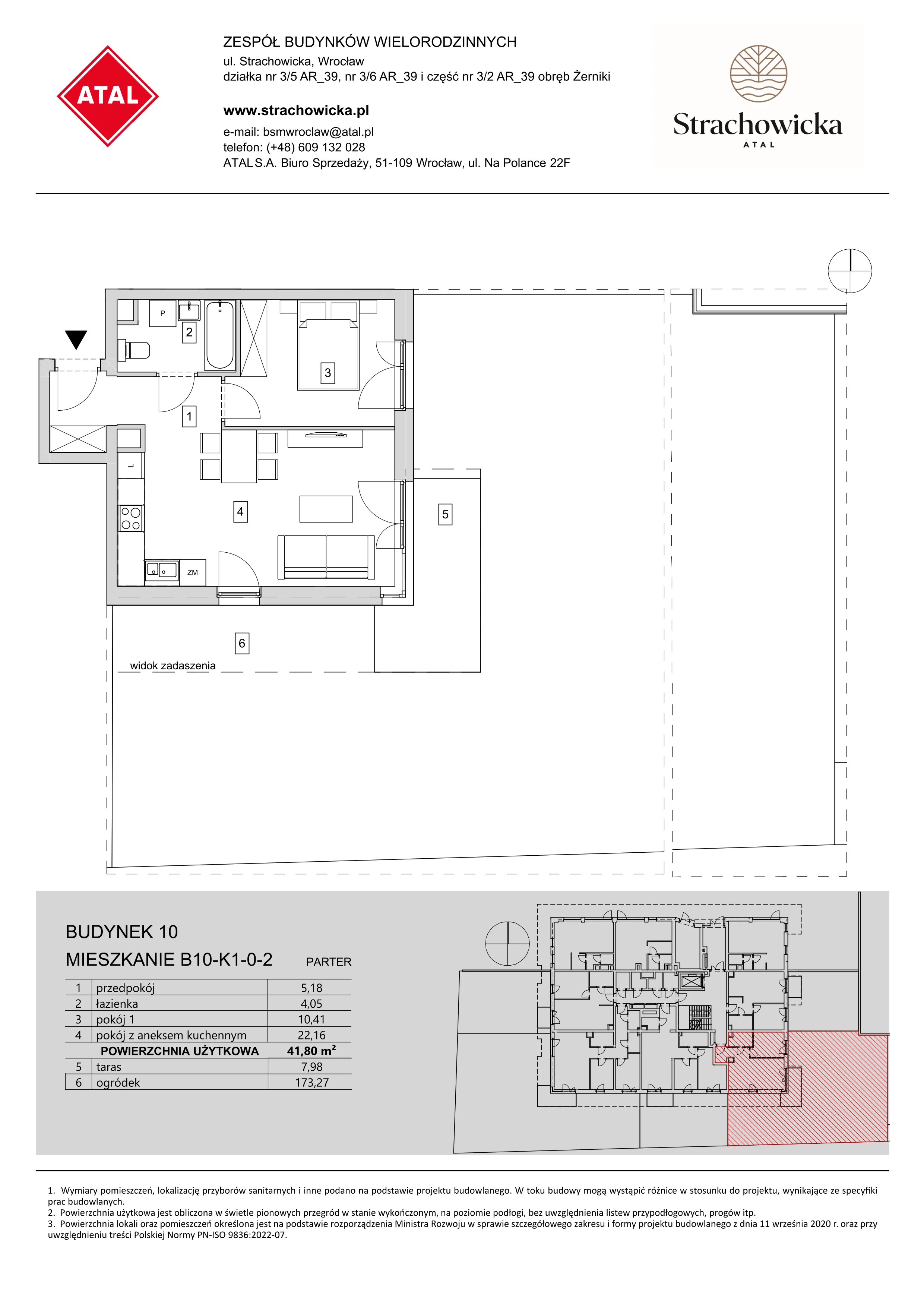 Mieszkanie 41,80 m², parter, oferta nr B10-K1-0-2, ATAL Strachowicka, Wrocław, Żerniki, Fabryczna, ul. Strachowicka