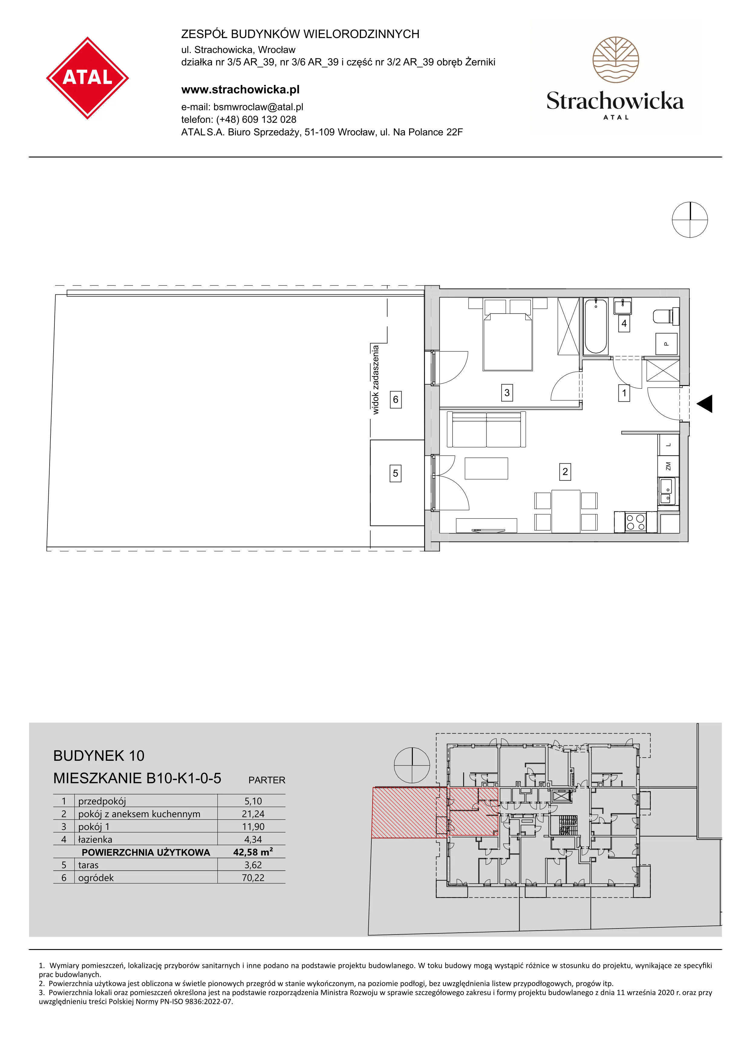 Mieszkanie 42,58 m², parter, oferta nr B10-K1-0-5, ATAL Strachowicka, Wrocław, Żerniki, Fabryczna, ul. Strachowicka