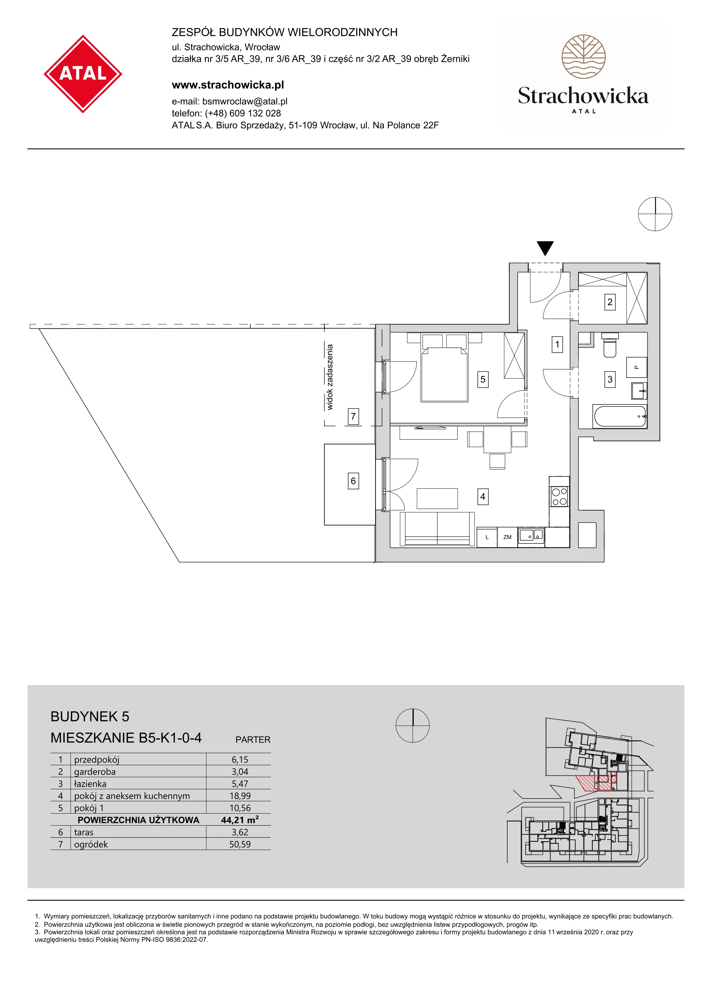 Mieszkanie 44,21 m², parter, oferta nr B5-K1-0-4, ATAL Strachowicka, Wrocław, Żerniki, Fabryczna, ul. Strachowicka