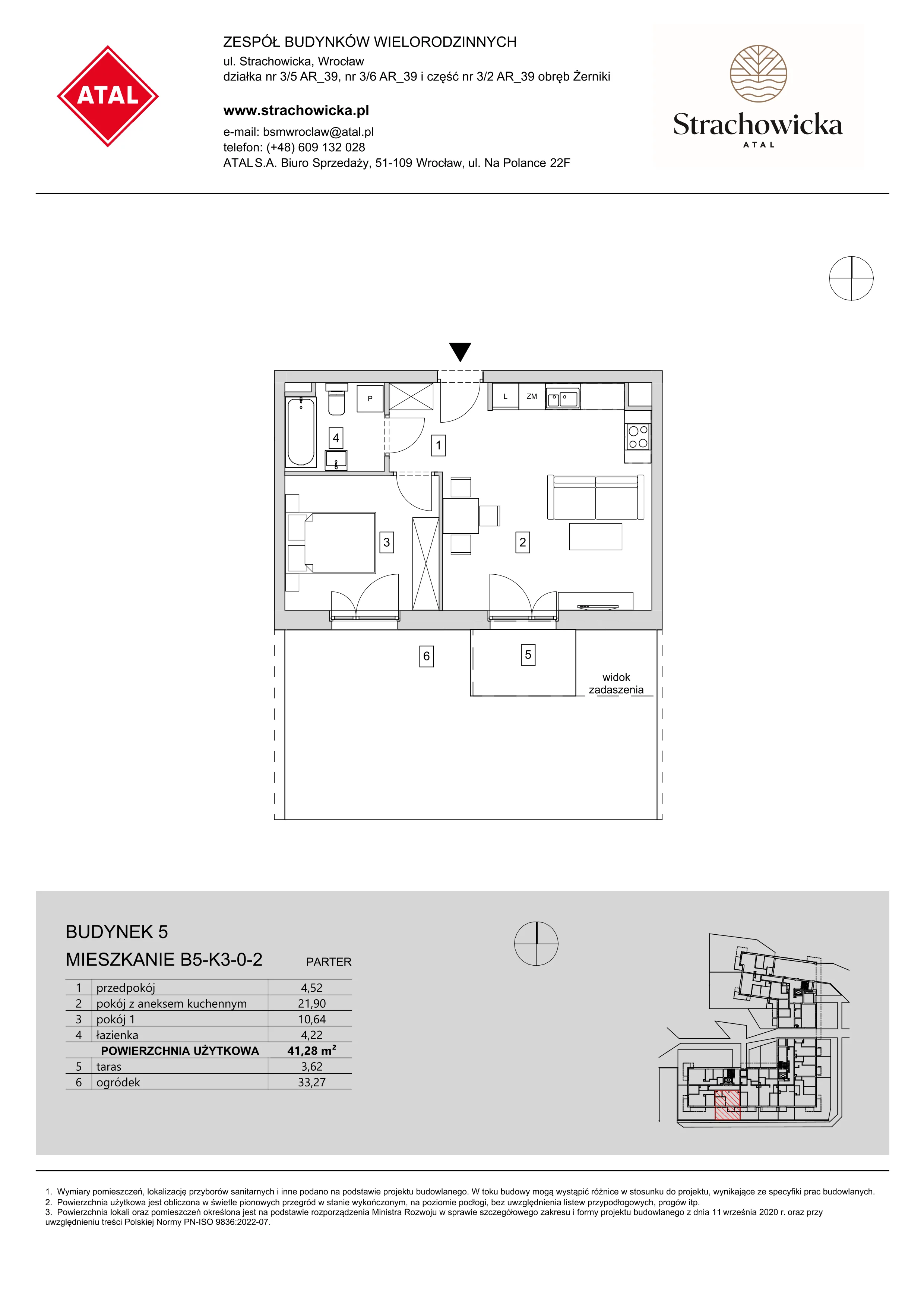 Mieszkanie 41,28 m², parter, oferta nr B5-K3-0-2, ATAL Strachowicka, Wrocław, Żerniki, Fabryczna, ul. Strachowicka