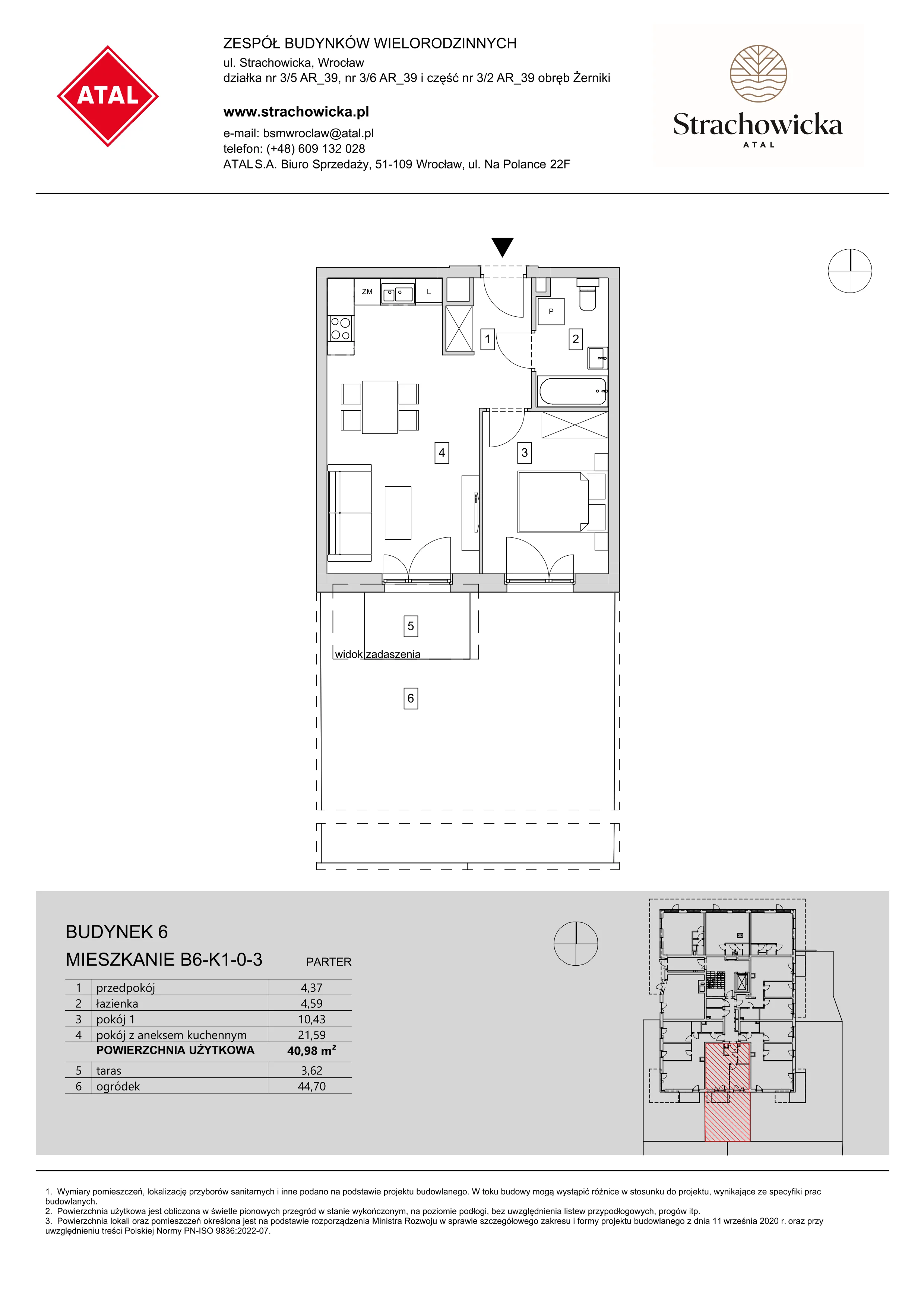 Mieszkanie 40,98 m², parter, oferta nr B6-K1-0-3, ATAL Strachowicka, Wrocław, Żerniki, Fabryczna, ul. Strachowicka