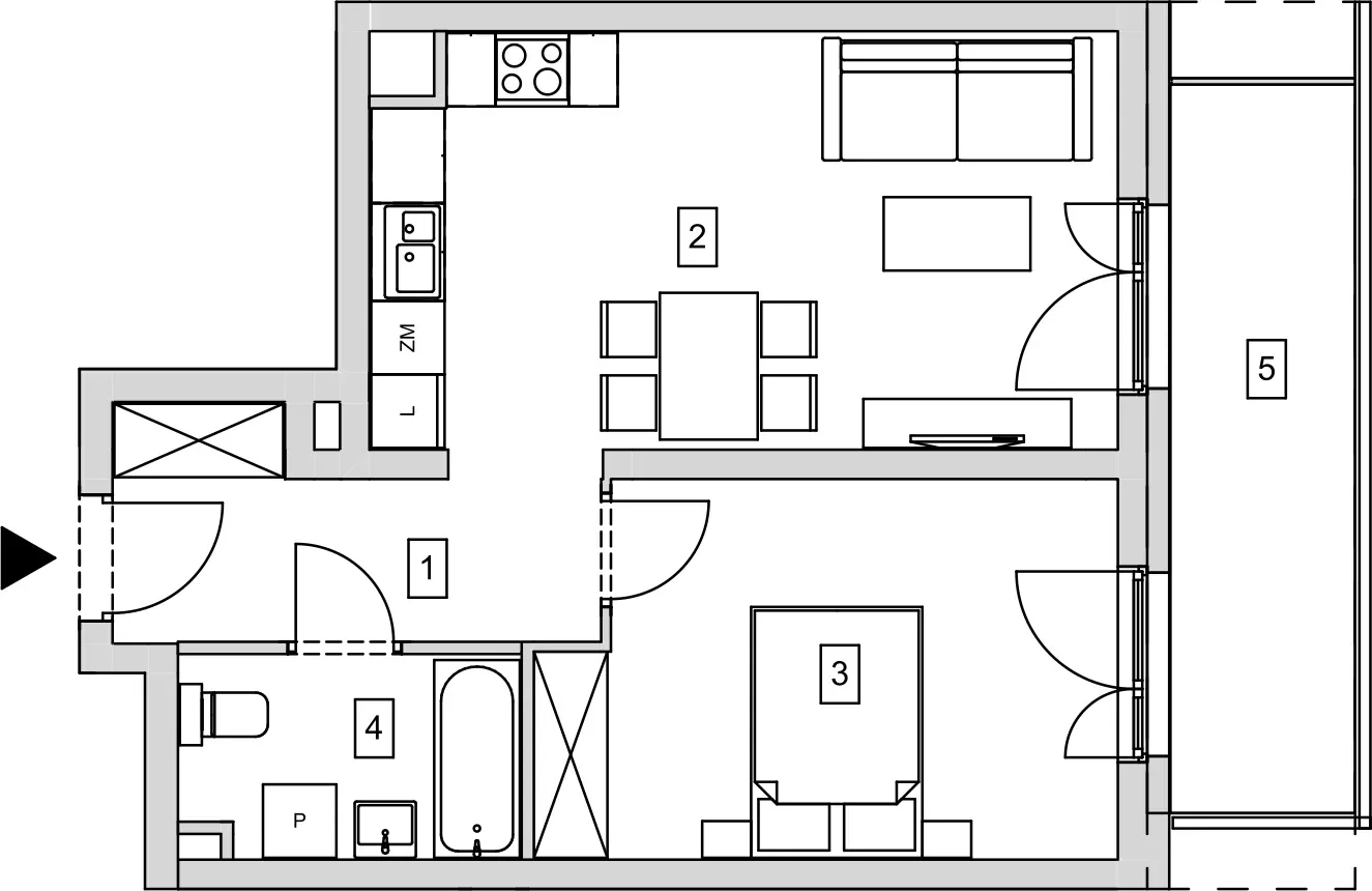 Mieszkanie 44,94 m², piętro 2, oferta nr B6-K1-2-3, ATAL Strachowicka, Wrocław, Żerniki, Fabryczna, ul. Strachowicka