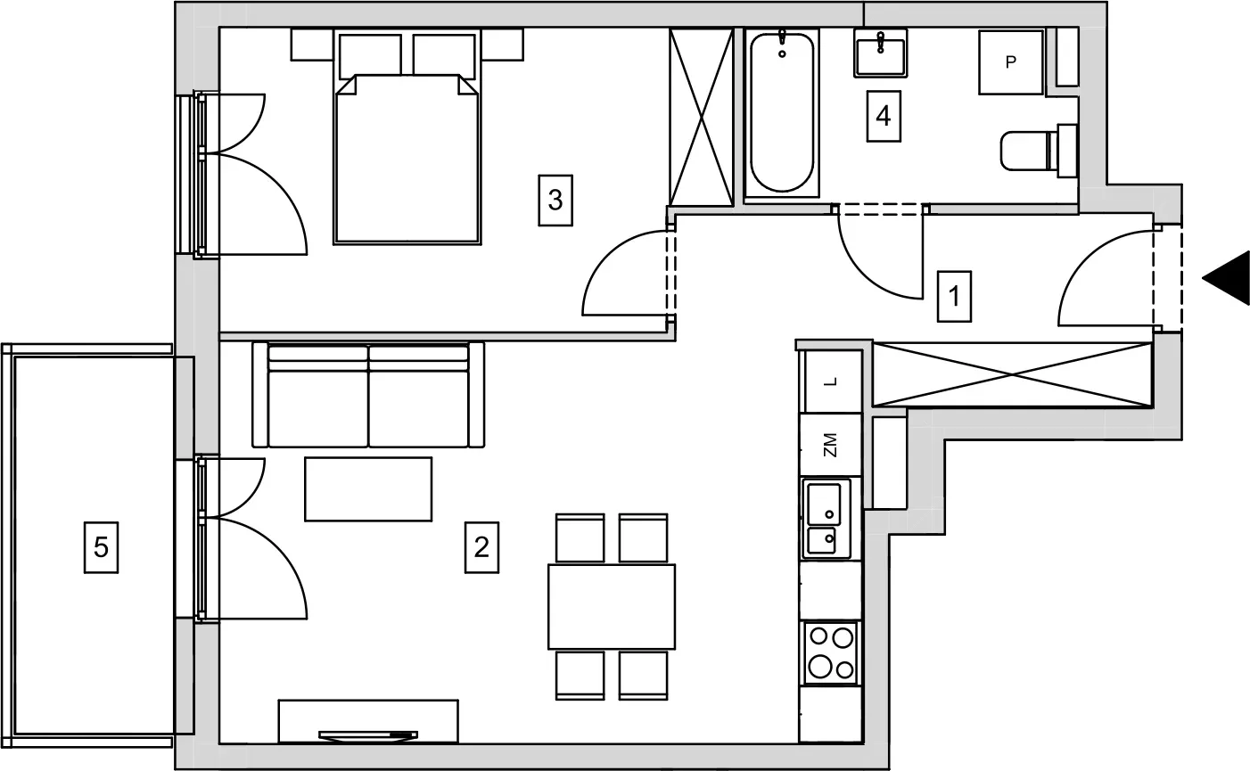 Mieszkanie 48,52 m², piętro 1, oferta nr B8-K1-1-7, ATAL Strachowicka, Wrocław, Żerniki, Fabryczna, ul. Strachowicka