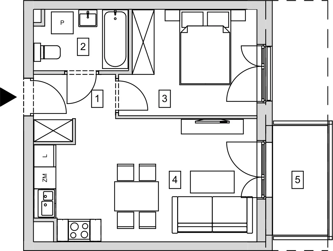 Mieszkanie 36,97 m², piętro 2, oferta nr B8-K1-2-3, ATAL Strachowicka, Wrocław, Żerniki, Fabryczna, ul. Strachowicka