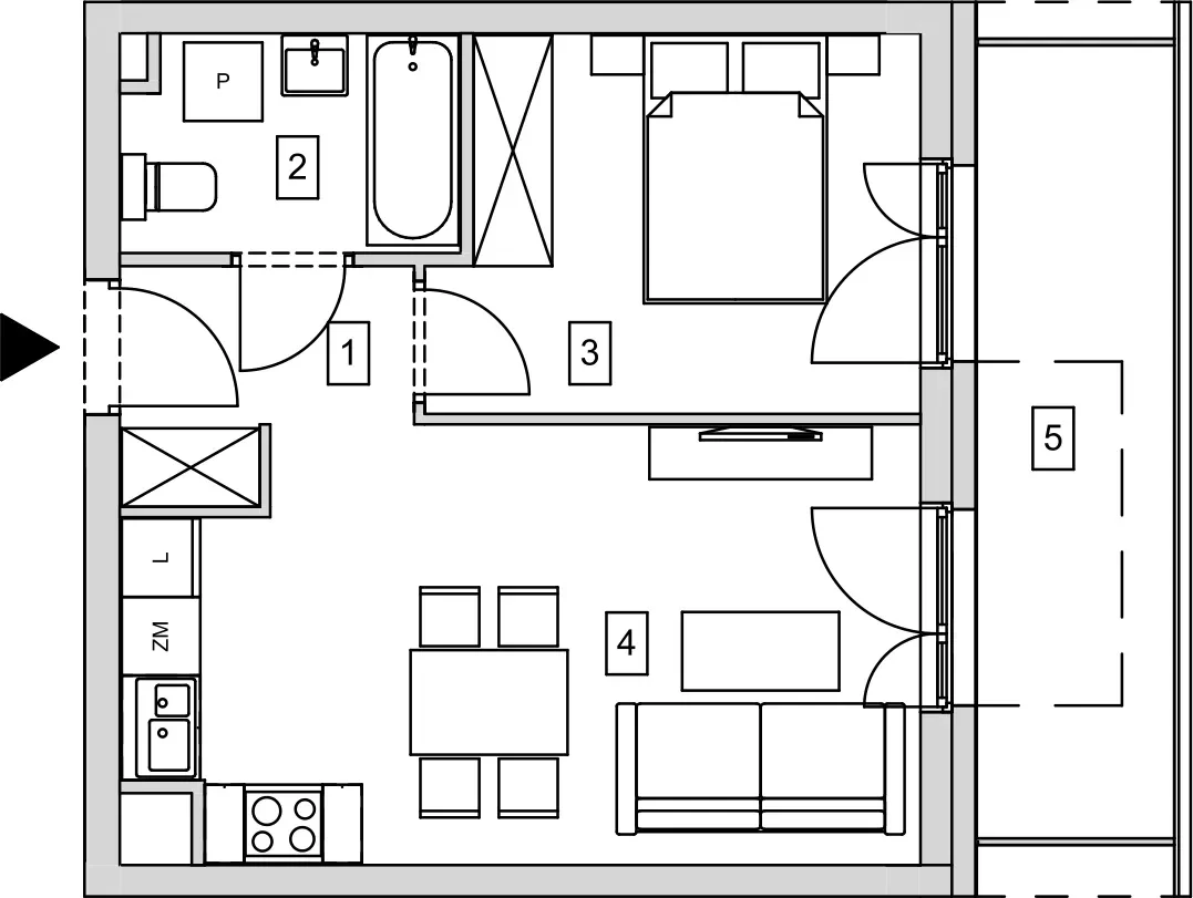 Mieszkanie 36,97 m², piętro 3, oferta nr B8-K1-3-3, ATAL Strachowicka, Wrocław, Żerniki, Fabryczna, ul. Strachowicka