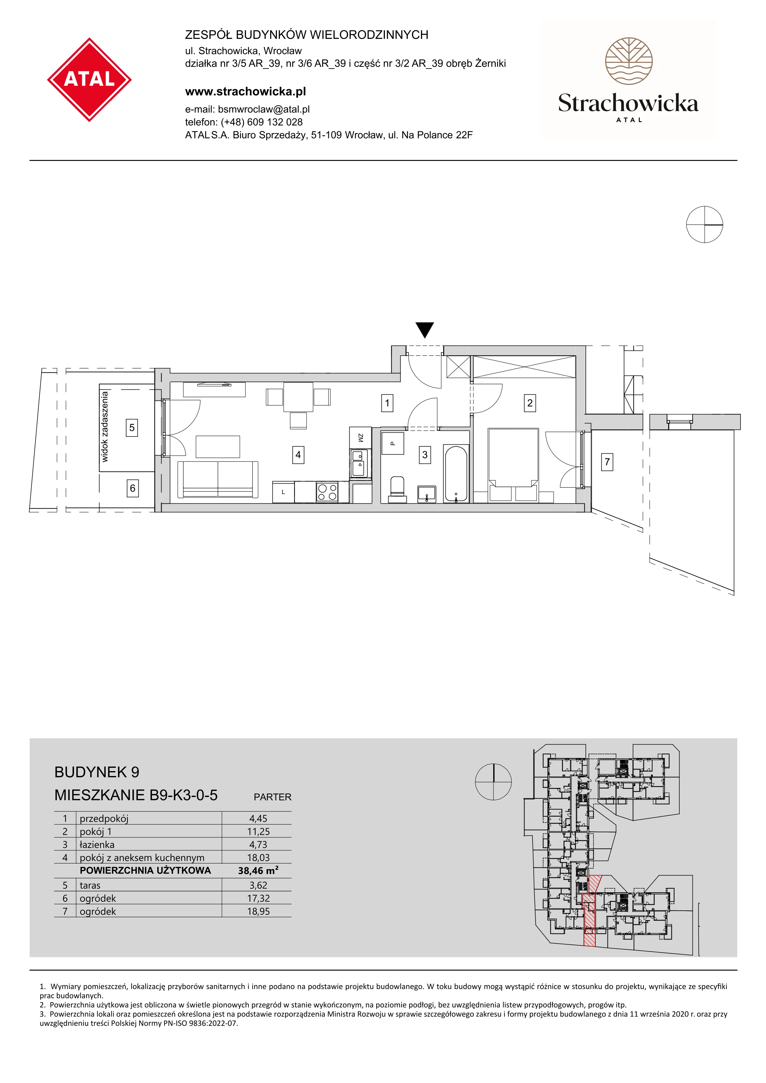 Mieszkanie 38,46 m², parter, oferta nr B9-K3-0-5, ATAL Strachowicka, Wrocław, Żerniki, Fabryczna, ul. Strachowicka