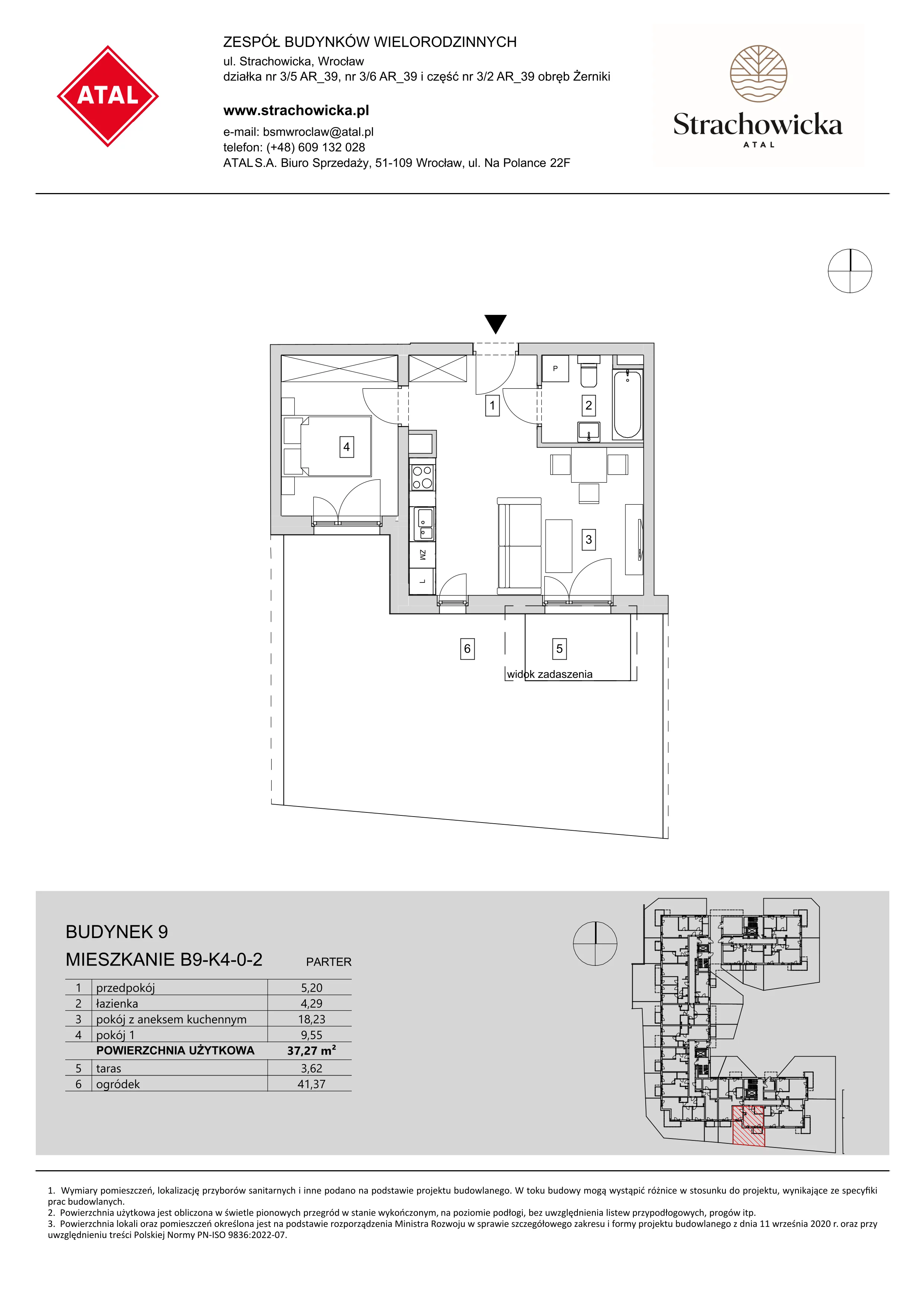 Mieszkanie 37,27 m², parter, oferta nr B9-K4-0-2, ATAL Strachowicka, Wrocław, Żerniki, Fabryczna, ul. Strachowicka