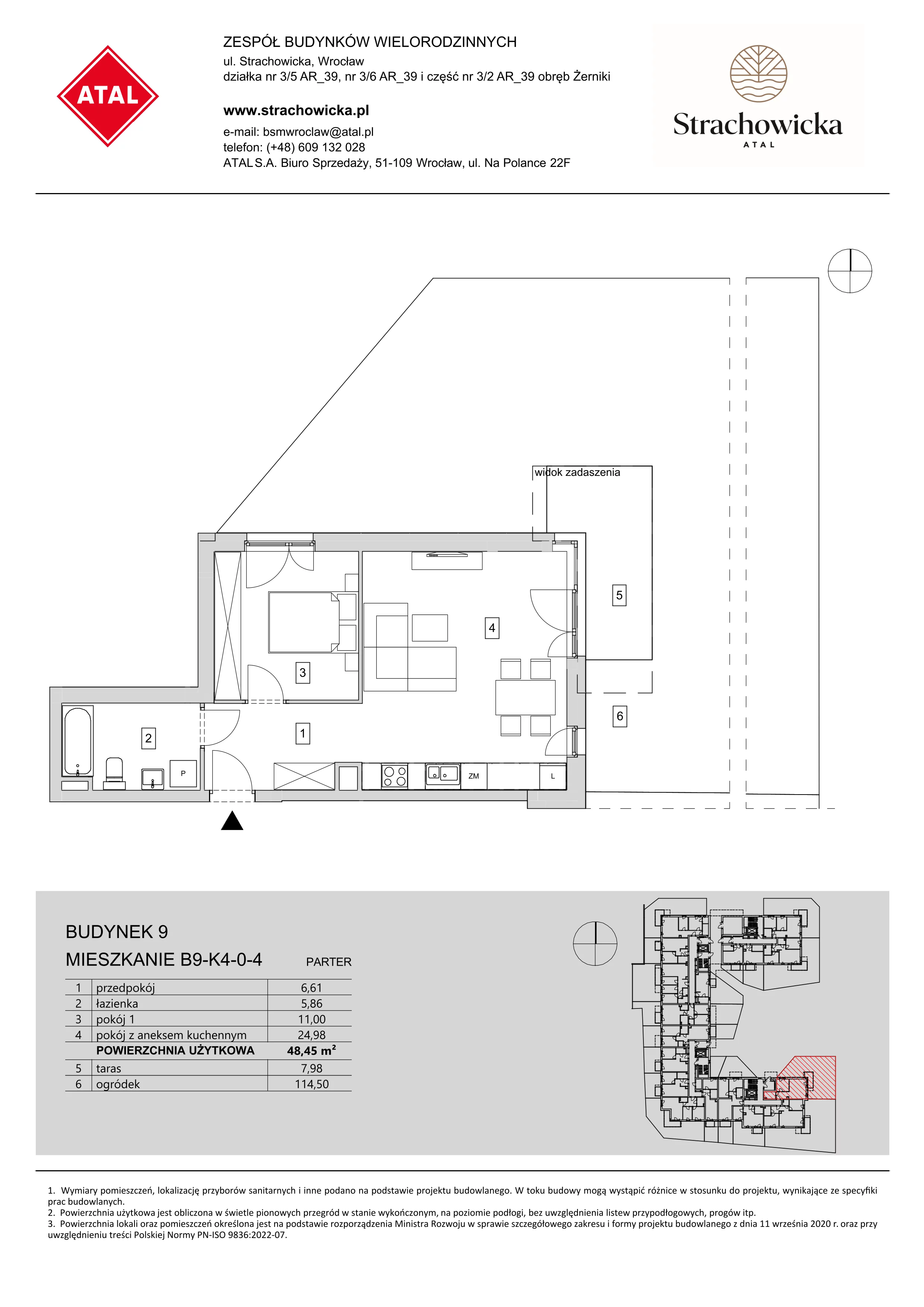 Mieszkanie 48,45 m², parter, oferta nr B9-K4-0-4, ATAL Strachowicka, Wrocław, Żerniki, Fabryczna, ul. Strachowicka