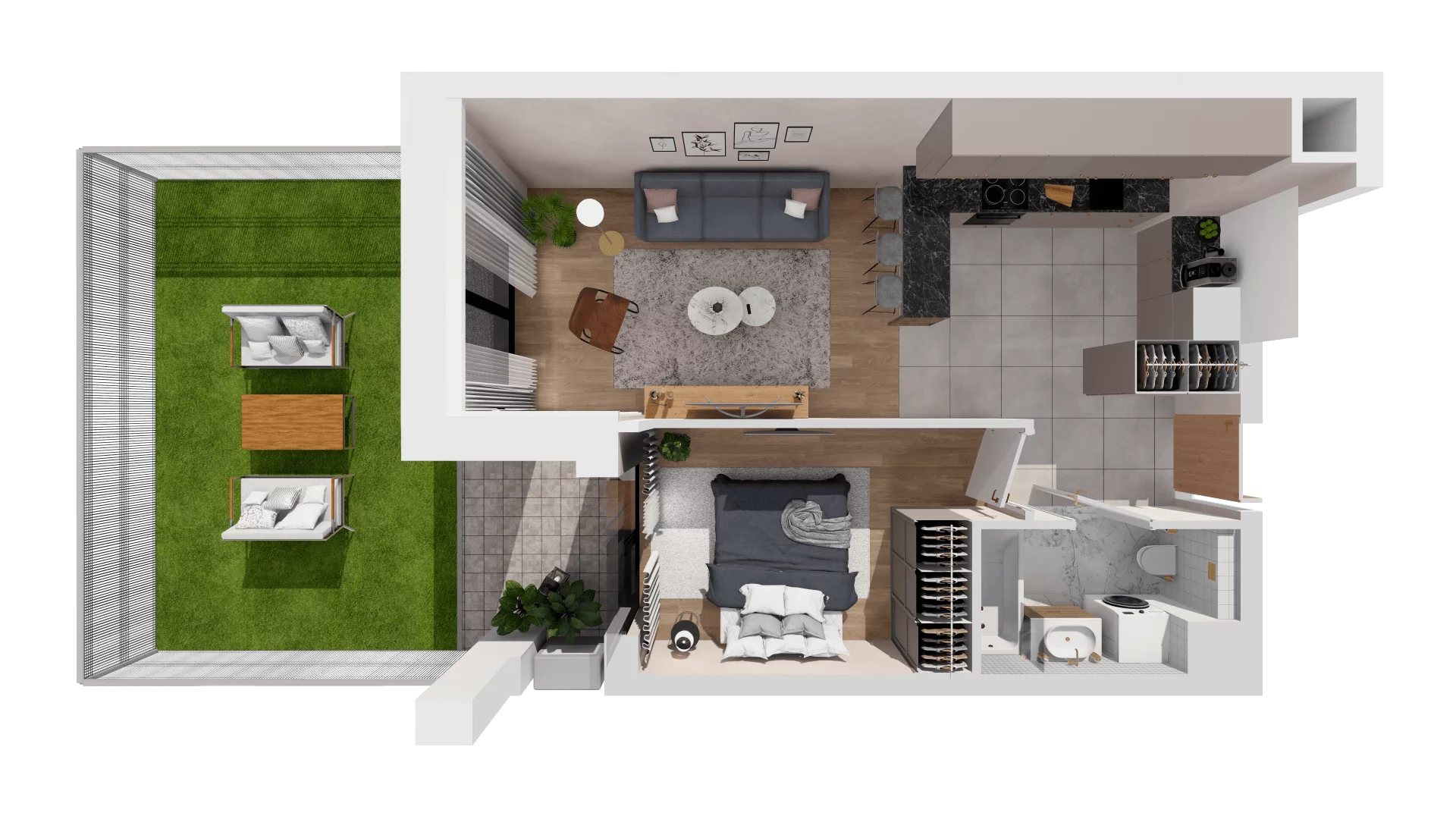 Mieszkanie 43,11 m², parter, oferta nr B1-00-2A, Francuska Park, Katowice, Osiedle Paderewskiego-Muchowiec, Muchowiec, ul. Szybowcowa