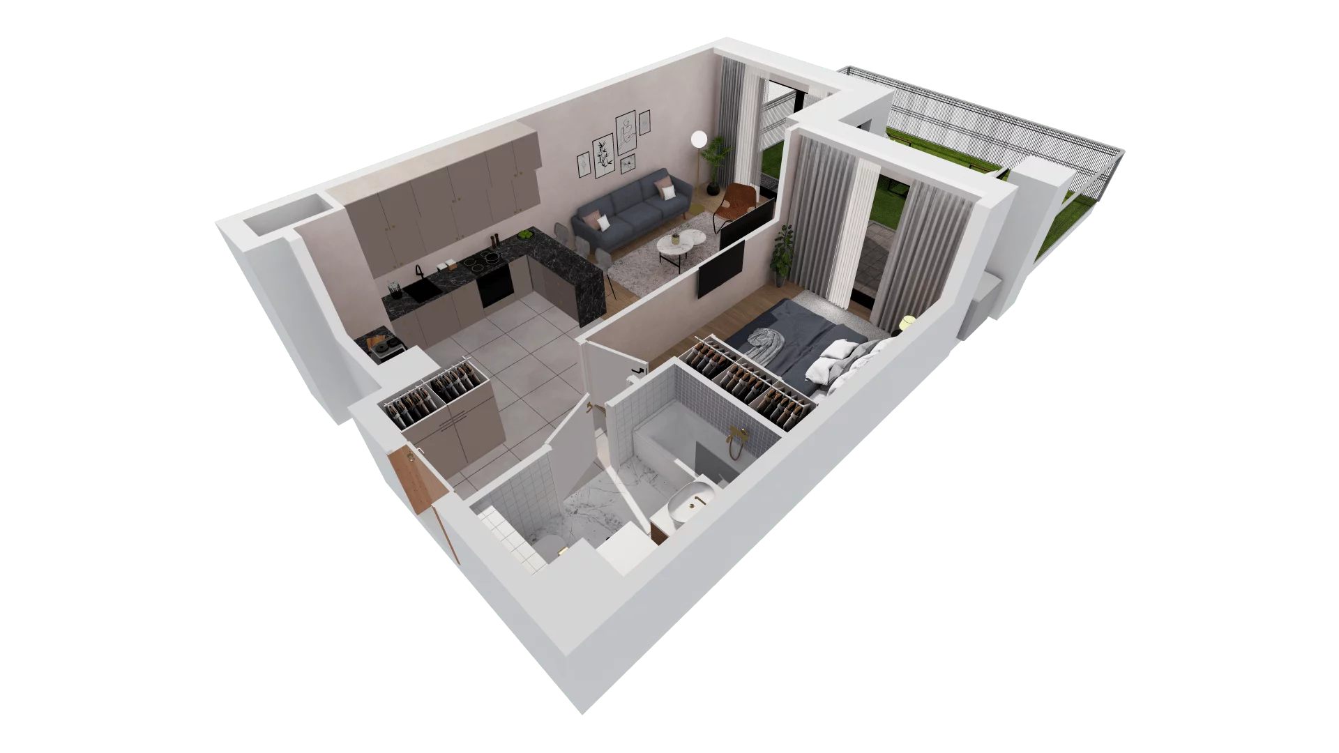 Mieszkanie 42,34 m², parter, oferta nr B1-00-5A, Francuska Park, Katowice, Osiedle Paderewskiego-Muchowiec, Muchowiec, ul. Szybowcowa