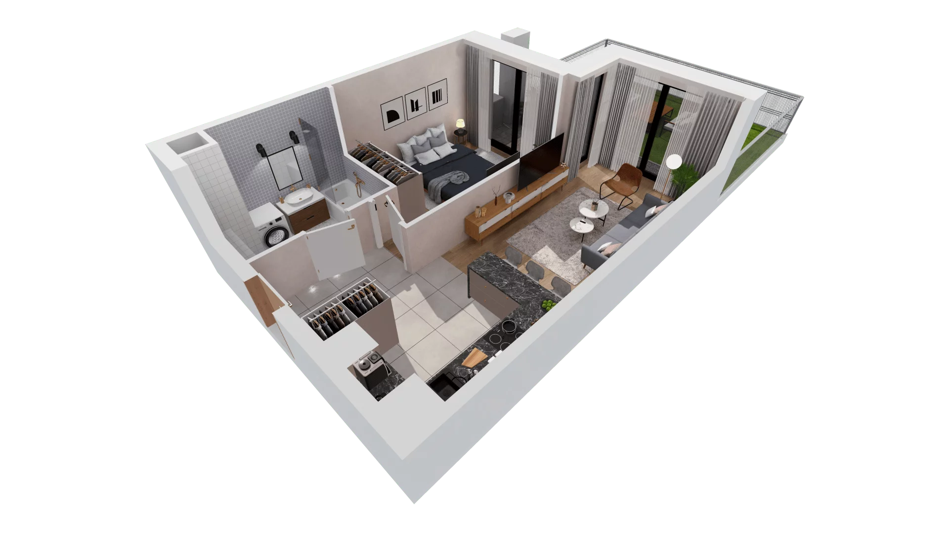 Mieszkanie 43,17 m², parter, oferta nr B1-00-6A, Francuska Park, Katowice, Osiedle Paderewskiego-Muchowiec, Muchowiec, ul. Szybowcowa